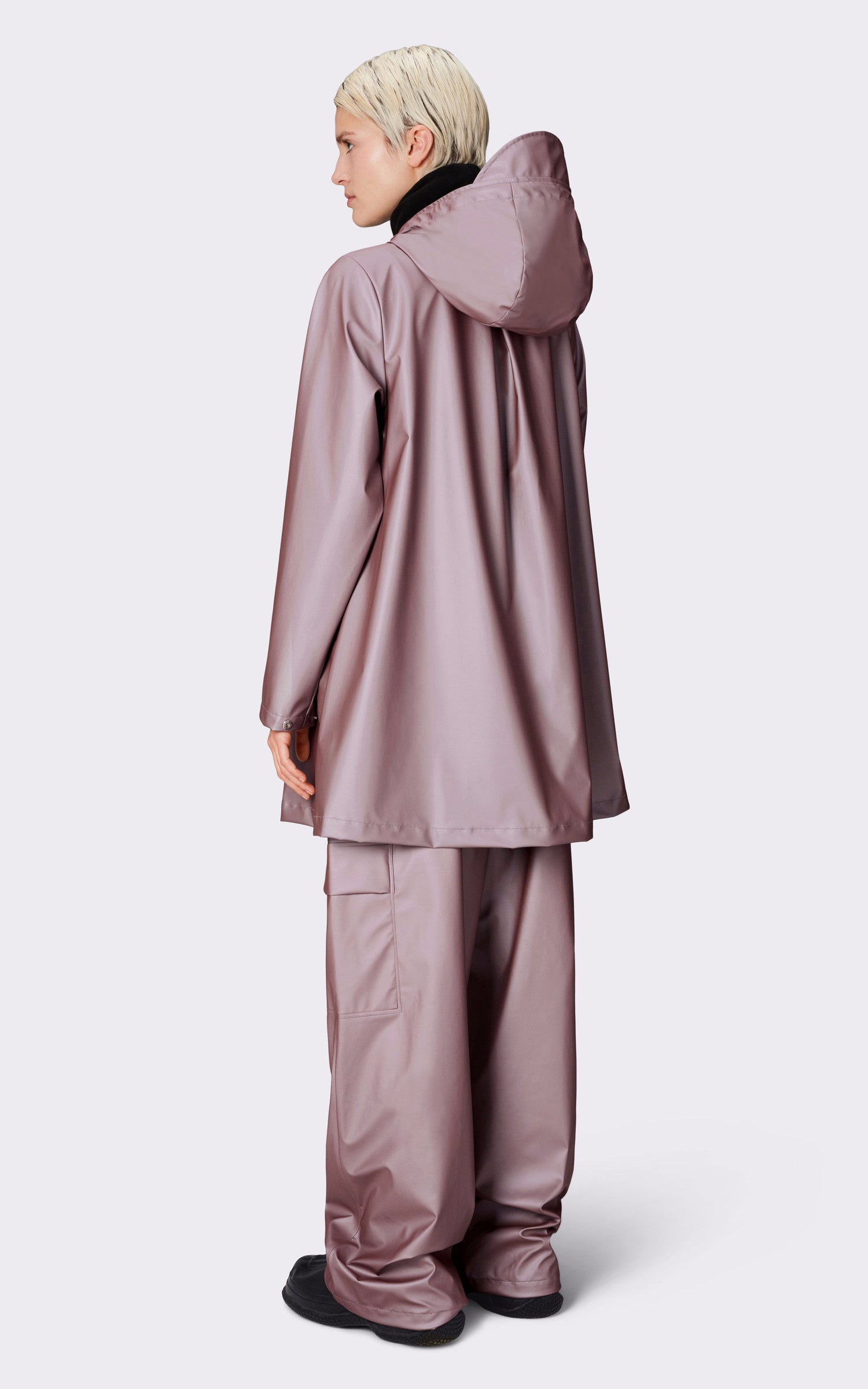A "18050 A-LINE JACKET" Violet Rains 3/4 Femme closed photo 3