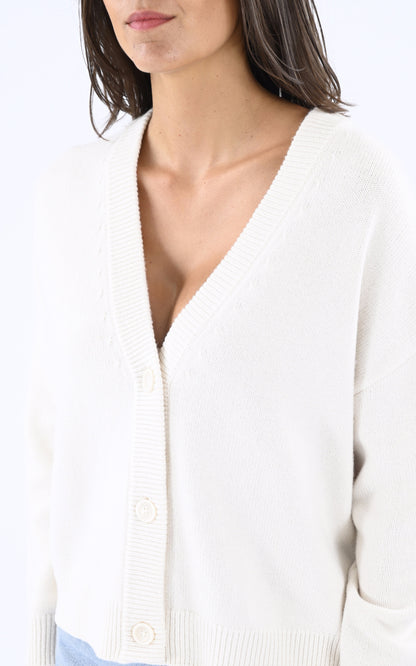 A &quot;GALEN&quot; Ecru Les Tricots de Léa Gilet Femme details photo