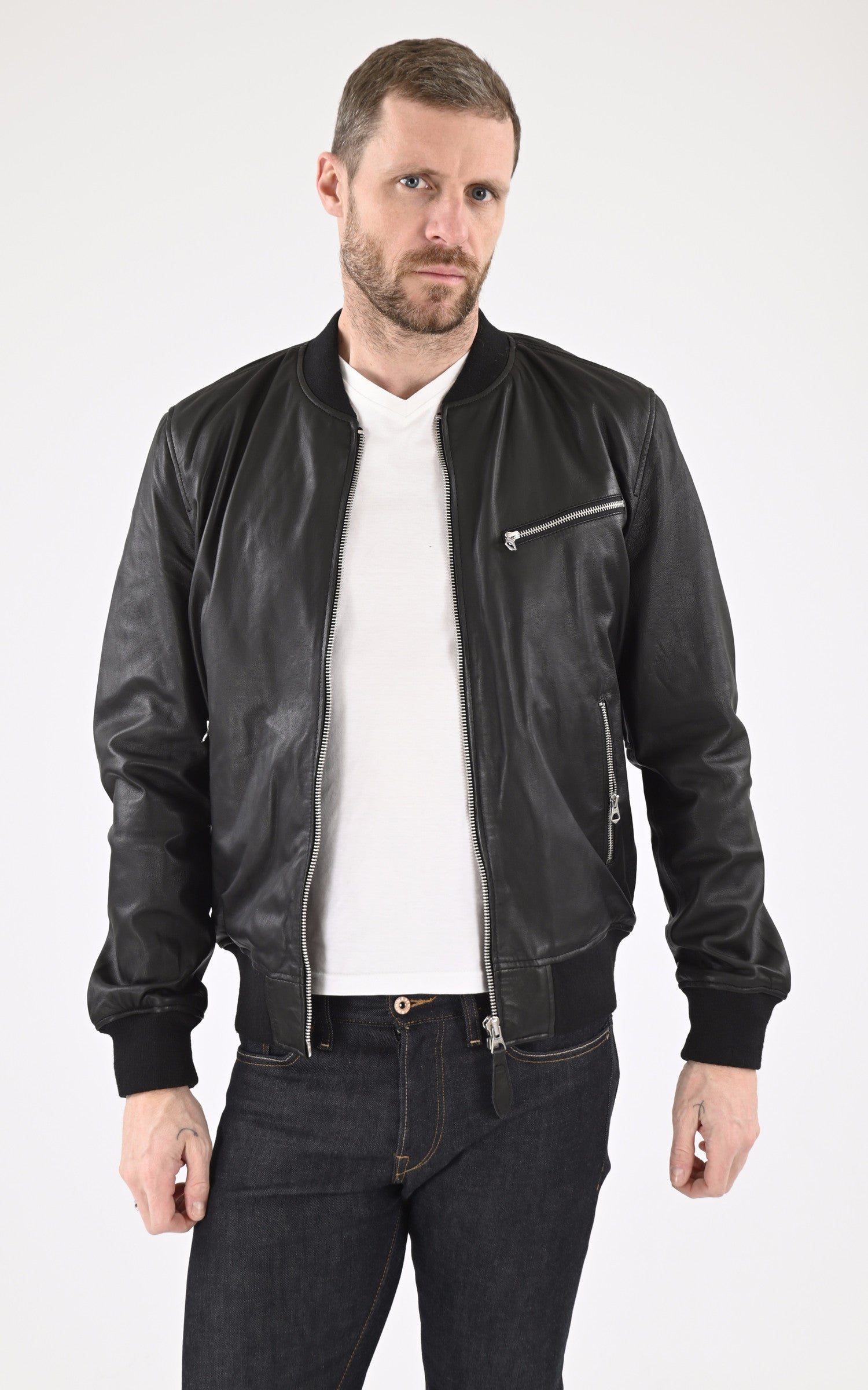 A &quot;LC JEFFERSON&quot; Noir Schott Blouson Homme opened photo 1