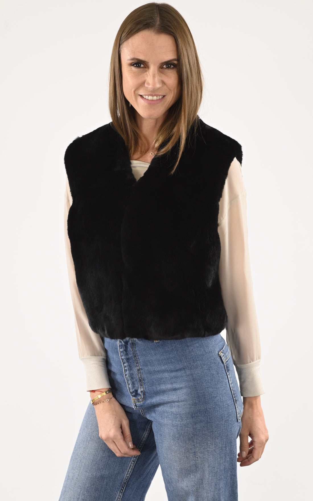 A &quot;CELIE&quot; Noir La Canadienne Gilet Femme opened photo