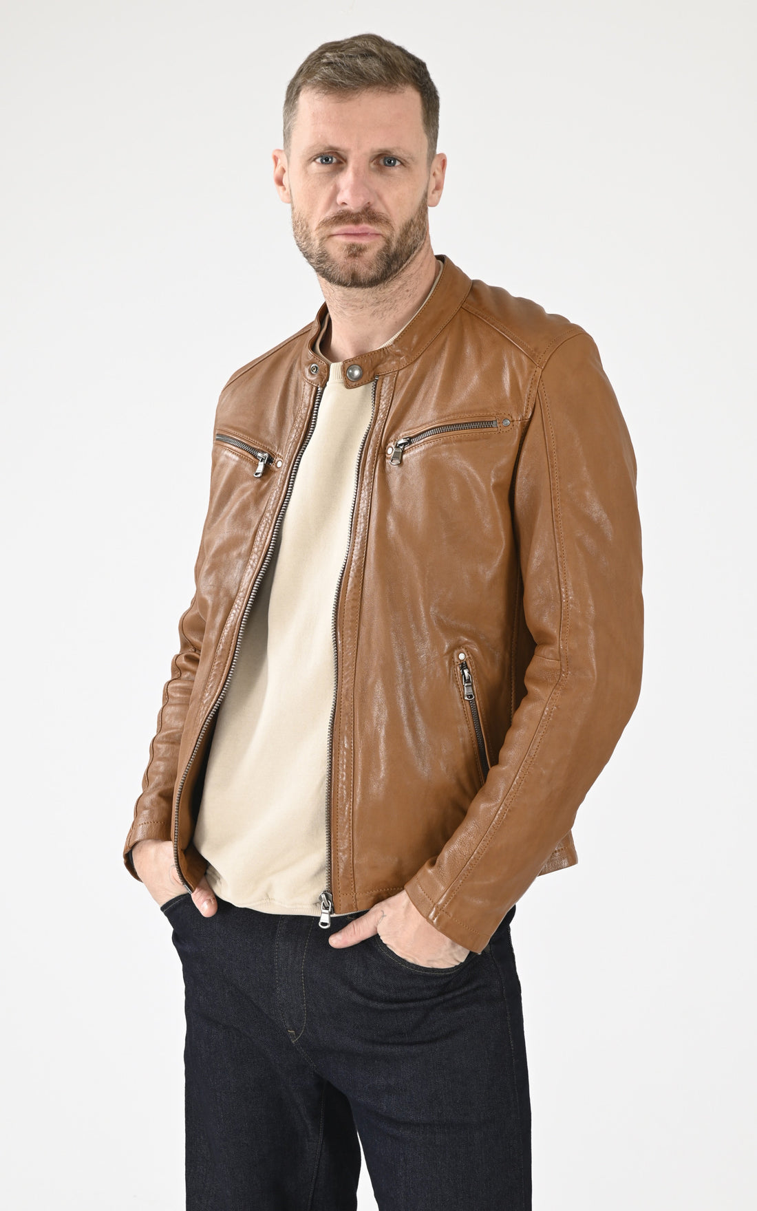 A &quot;GAFINO 101843&quot; Cognac Daytona 73 Blouson Homme opened photo
