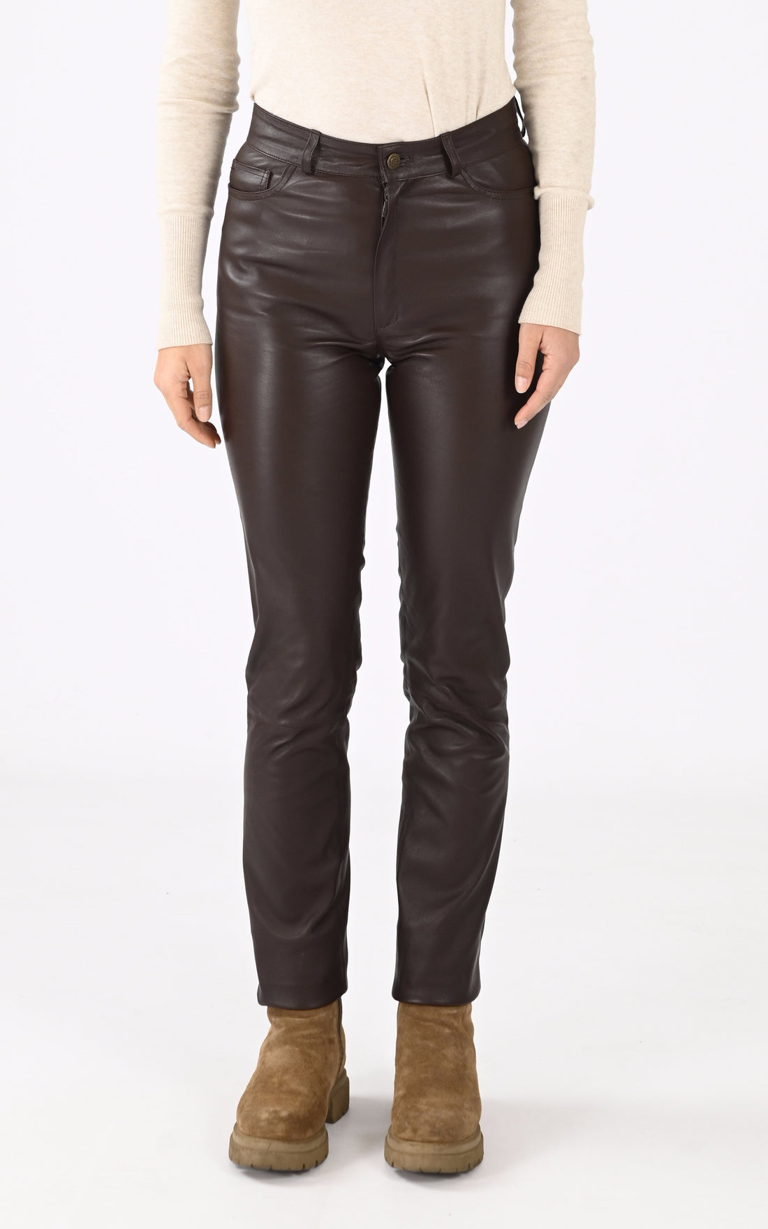 A &quot;JEAN&quot; Chocolat La Canadienne Pantalon Femme opened photo