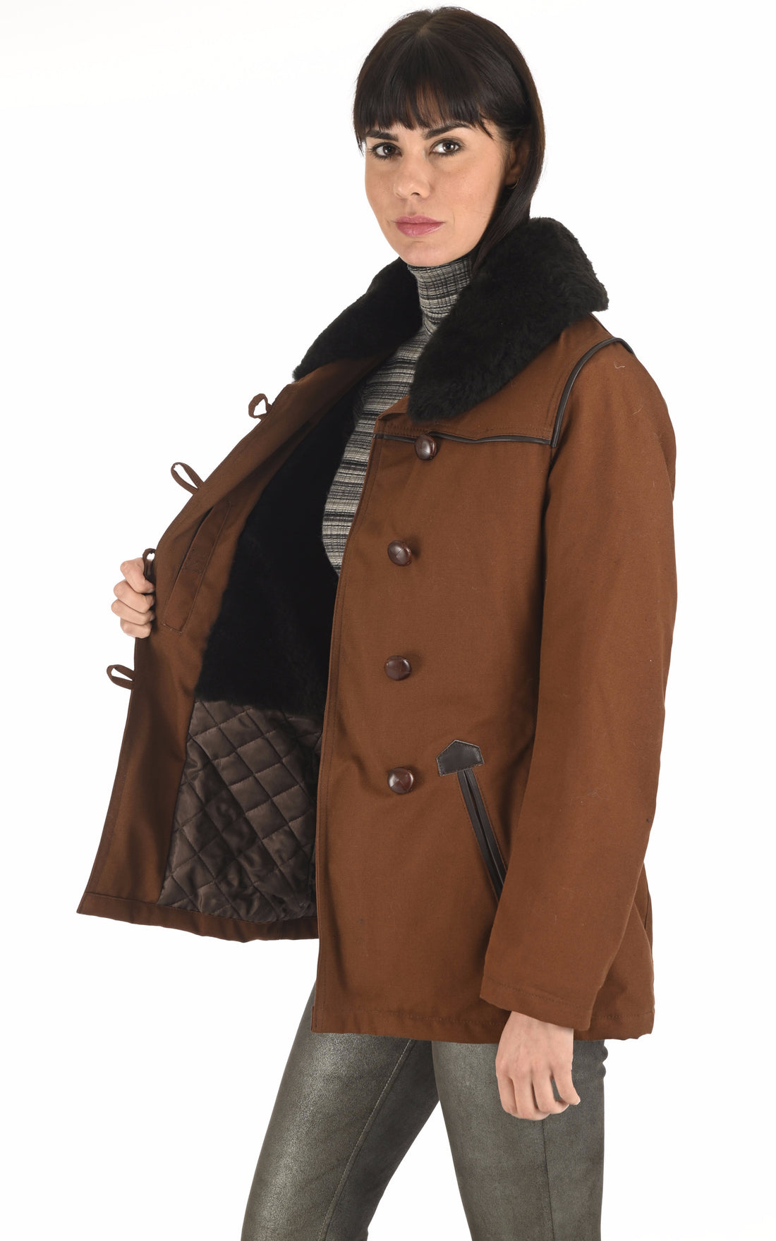 A &quot;CANADIENNE F&quot; Marron La Canadienne Veste Femme opened photo