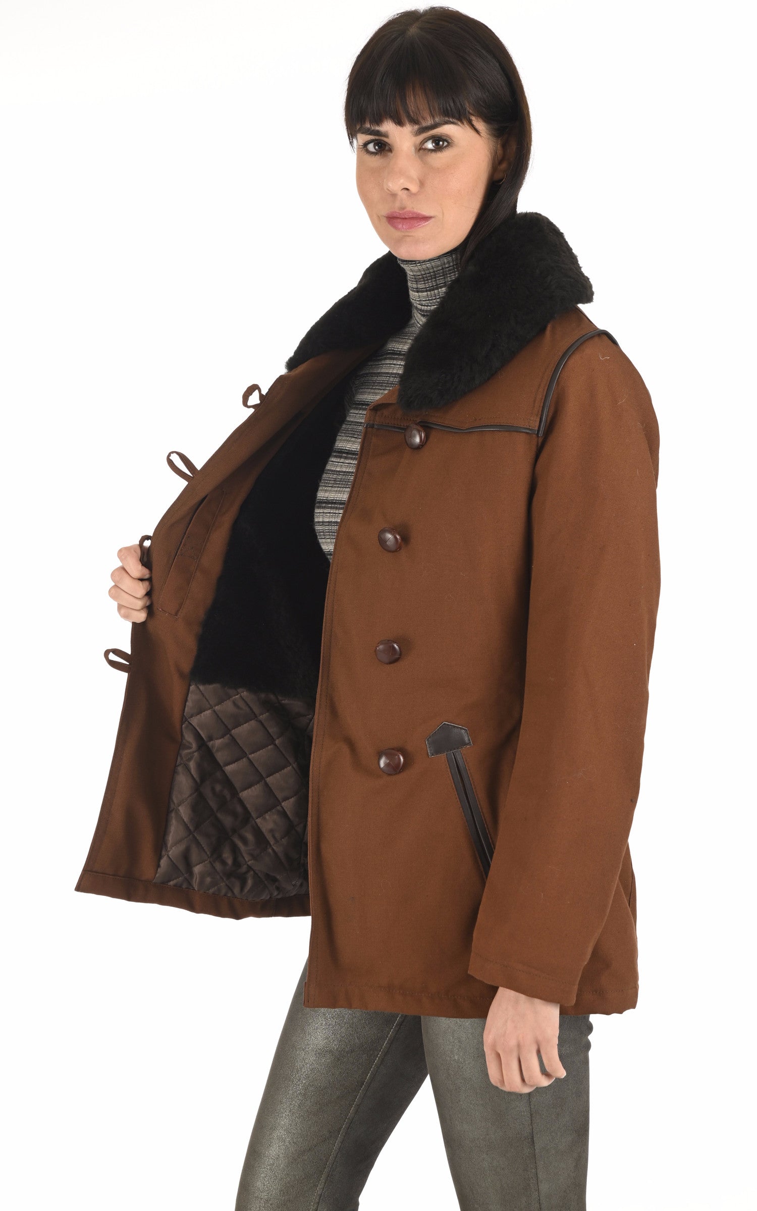 A &quot;CANADIENNE F&quot; Marron La Canadienne Veste Femme interior photo 3