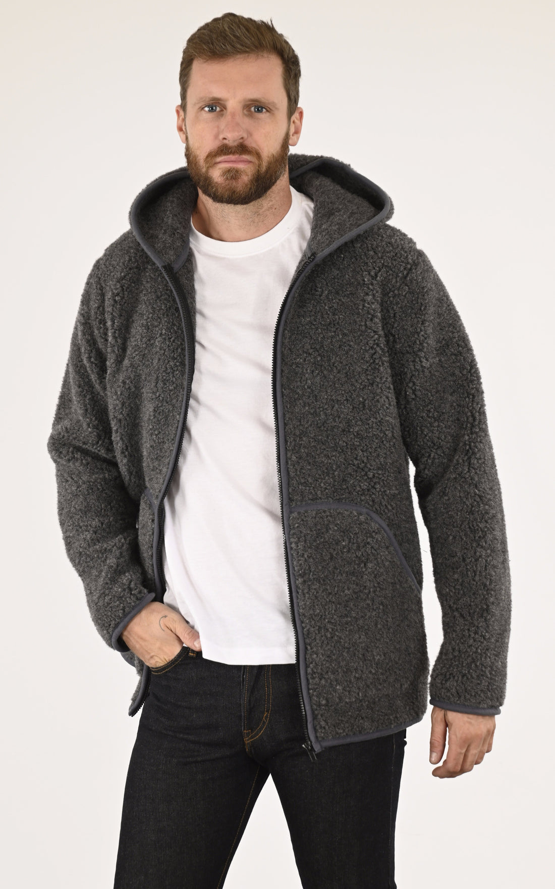 A &quot;WOO&quot; Gris La Canadienne Veste Homme opened photo