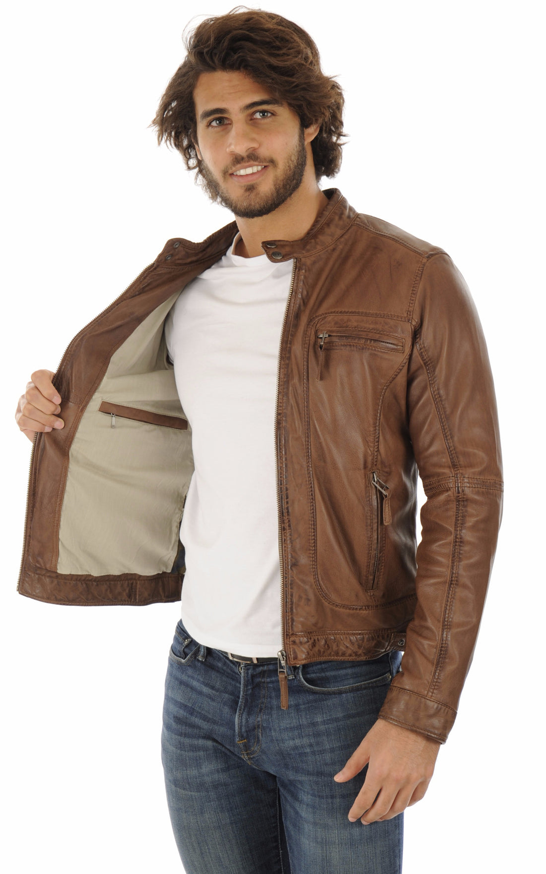 A &quot;CASEY 60901&quot; Tabac Oakwood Blouson Homme opened photo