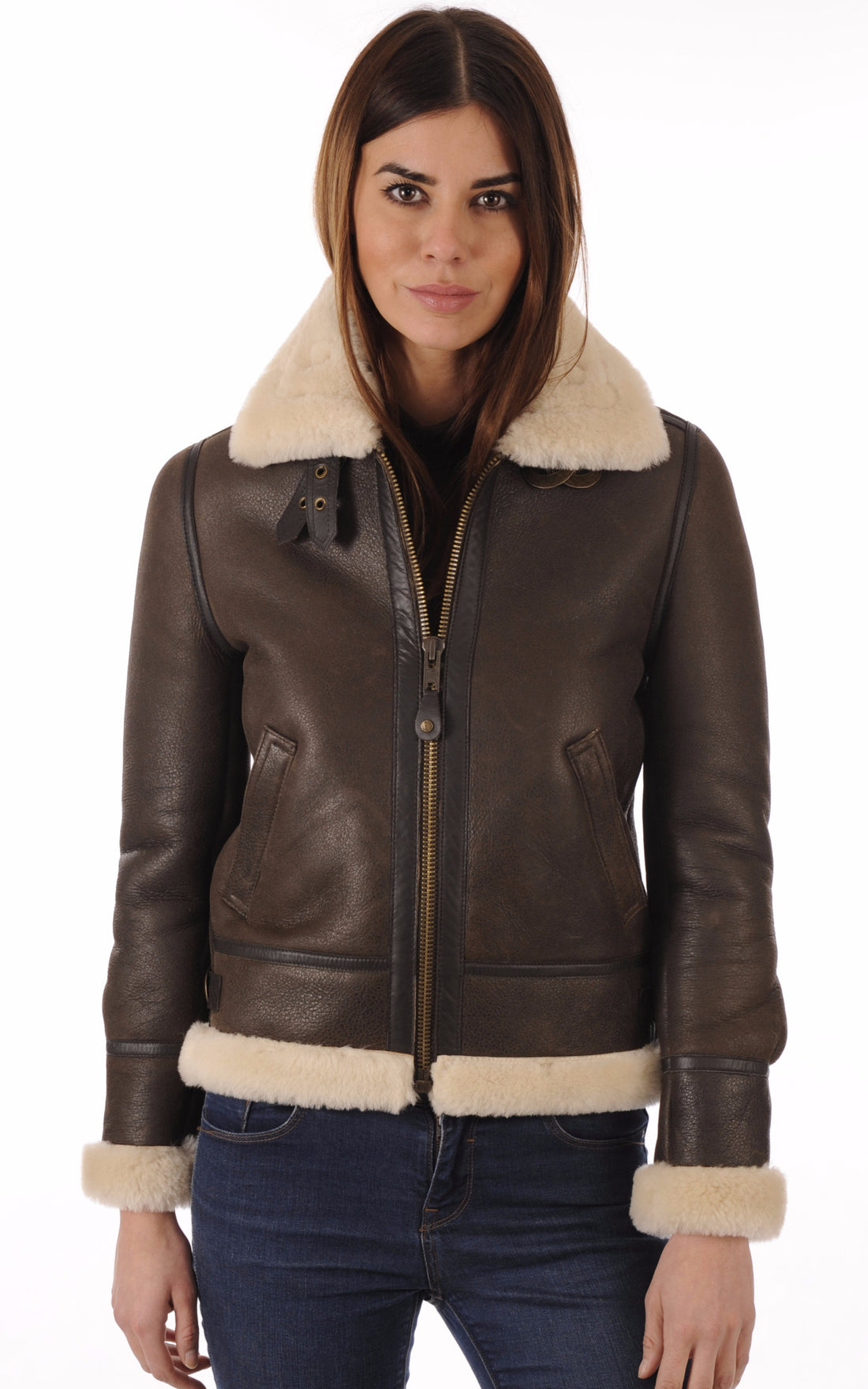 A &quot;LCW1257&quot; Marron Schott Bombardier Femme opened photo