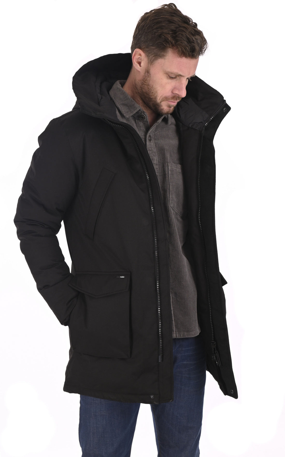 A &quot;TRAVIS&quot; Noir Nobis 3/4 Doudoune Homme opened photo