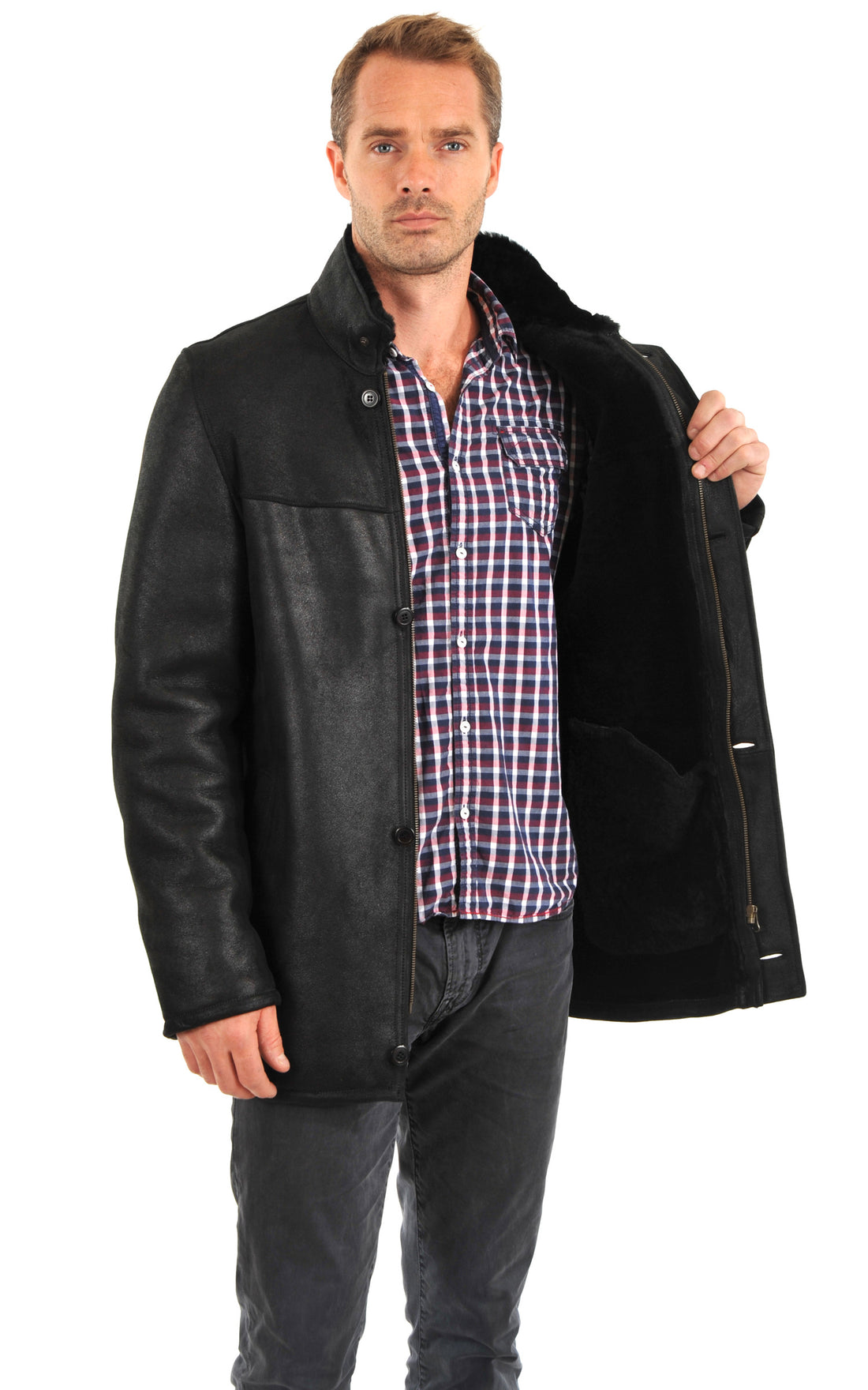 A &quot;MARCO&quot; Noir La Canadienne 3/4 Homme opened photo