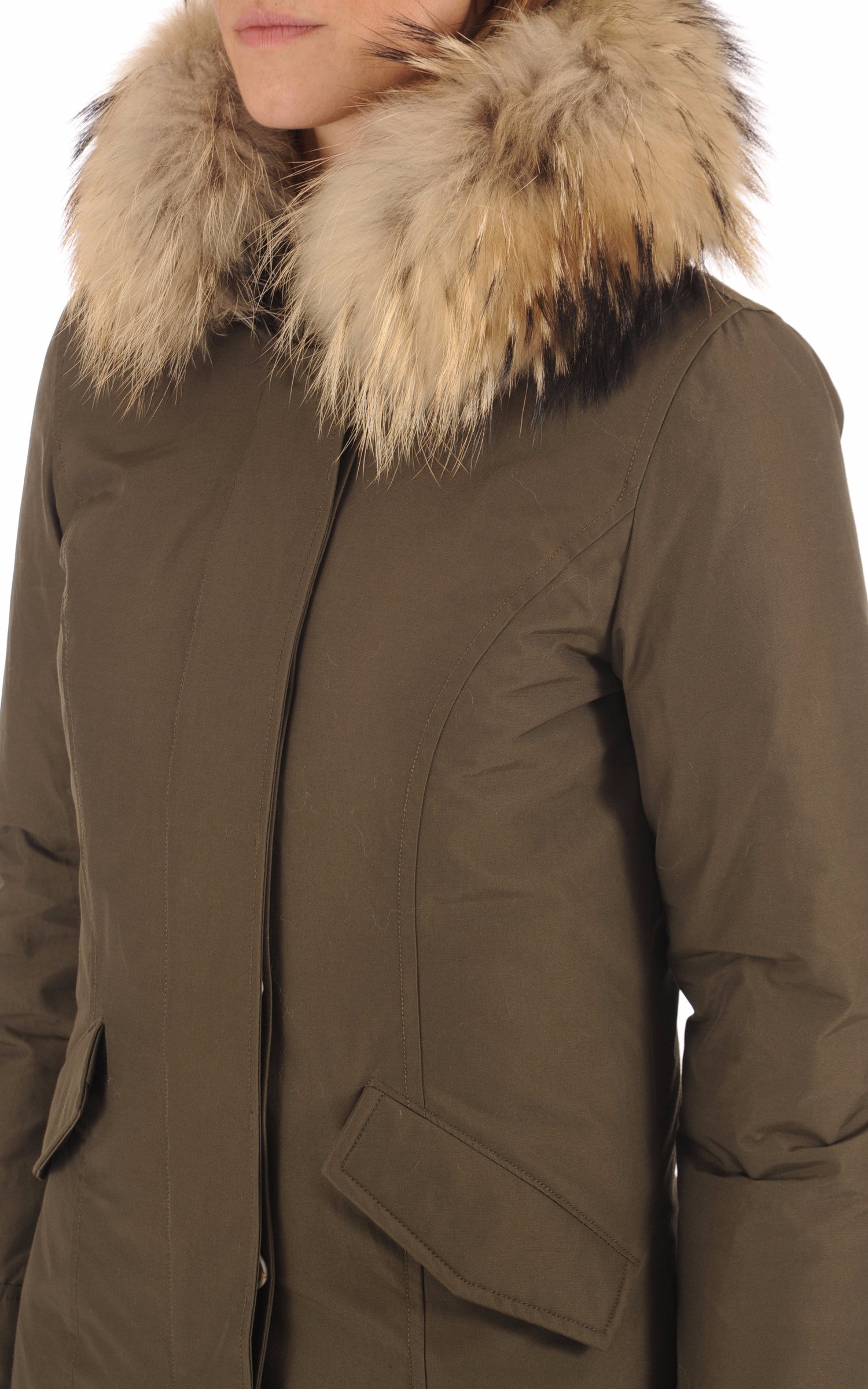 A &quot;ARCTIC PARKA WWOU0538&quot; Kaki Woolrich 3/4 Parka Femme details photo 5