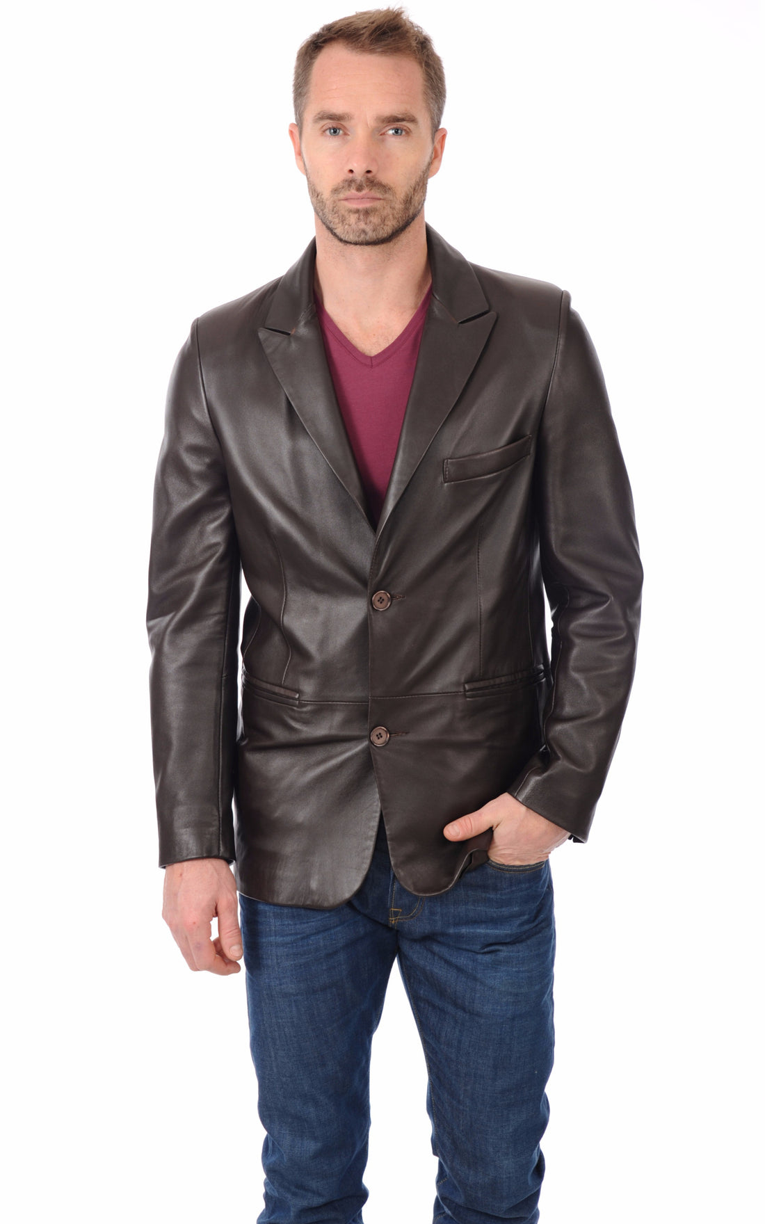 A &quot;TONY&quot; Marron La Canadienne Veste Homme closed photo