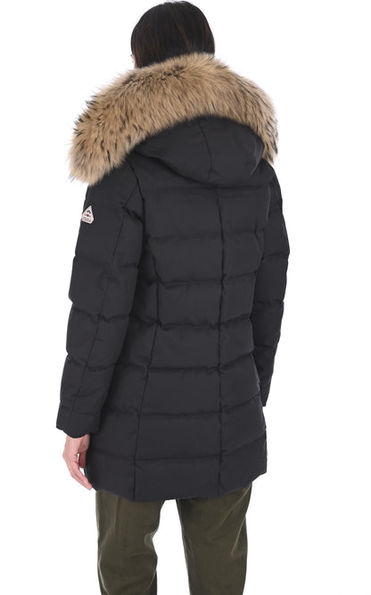 A &quot;GRENOBLE FUR&quot; Noir Pyrenex 3/4 Doudoune Femme back photo