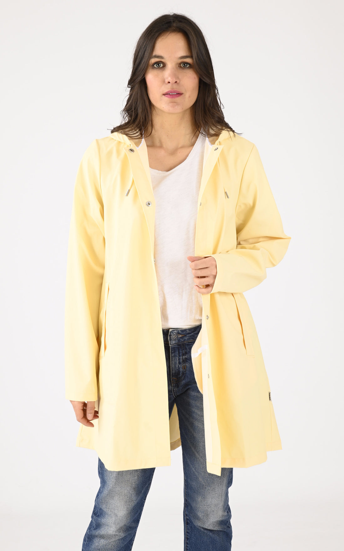 A &quot;18050 A-LINE JACKET&quot; Jaune Rains 3/4 Femme opened photo