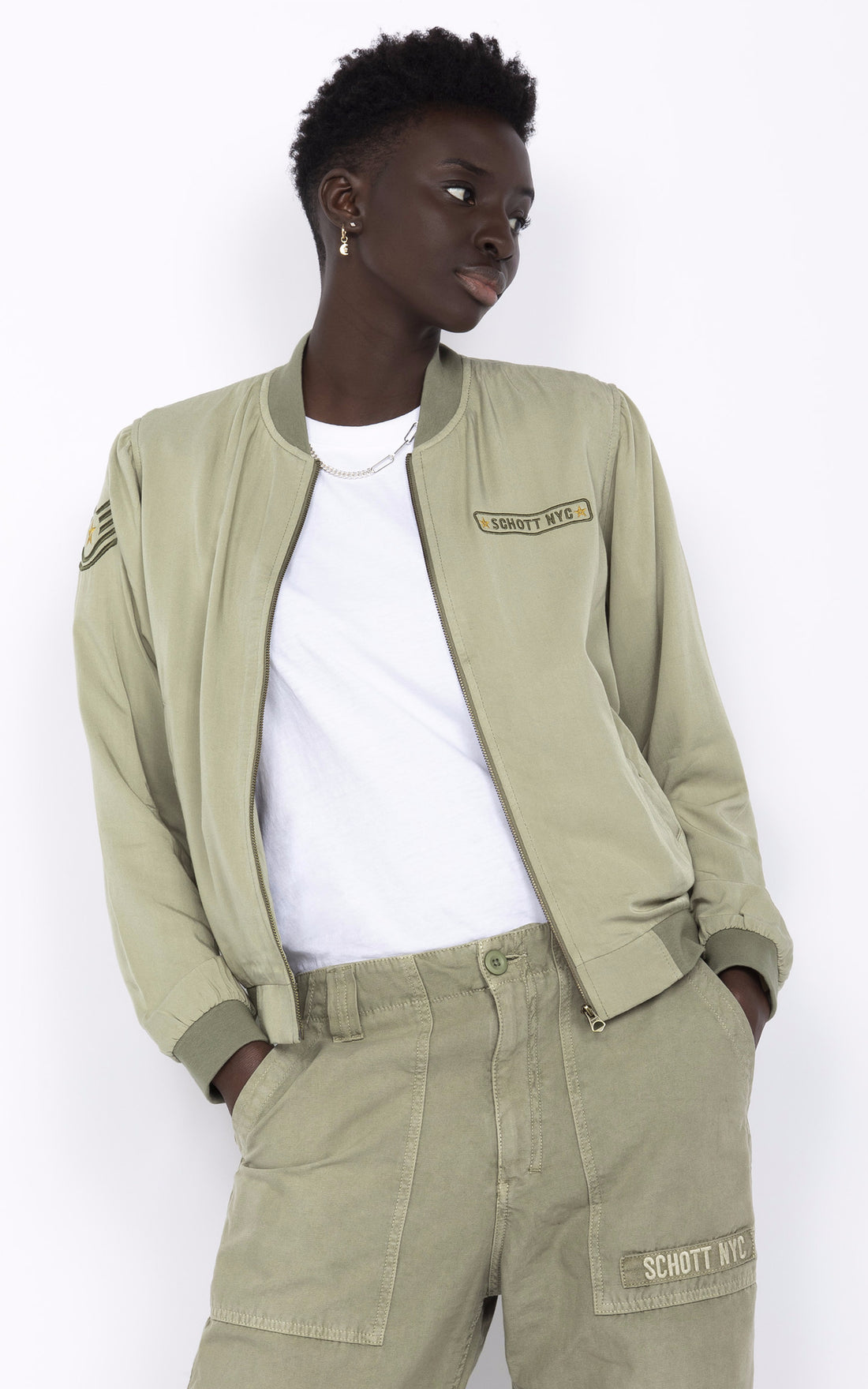 A &quot;JKTCALIPSOW&quot; Vert Schott Blouson Femme opened photo