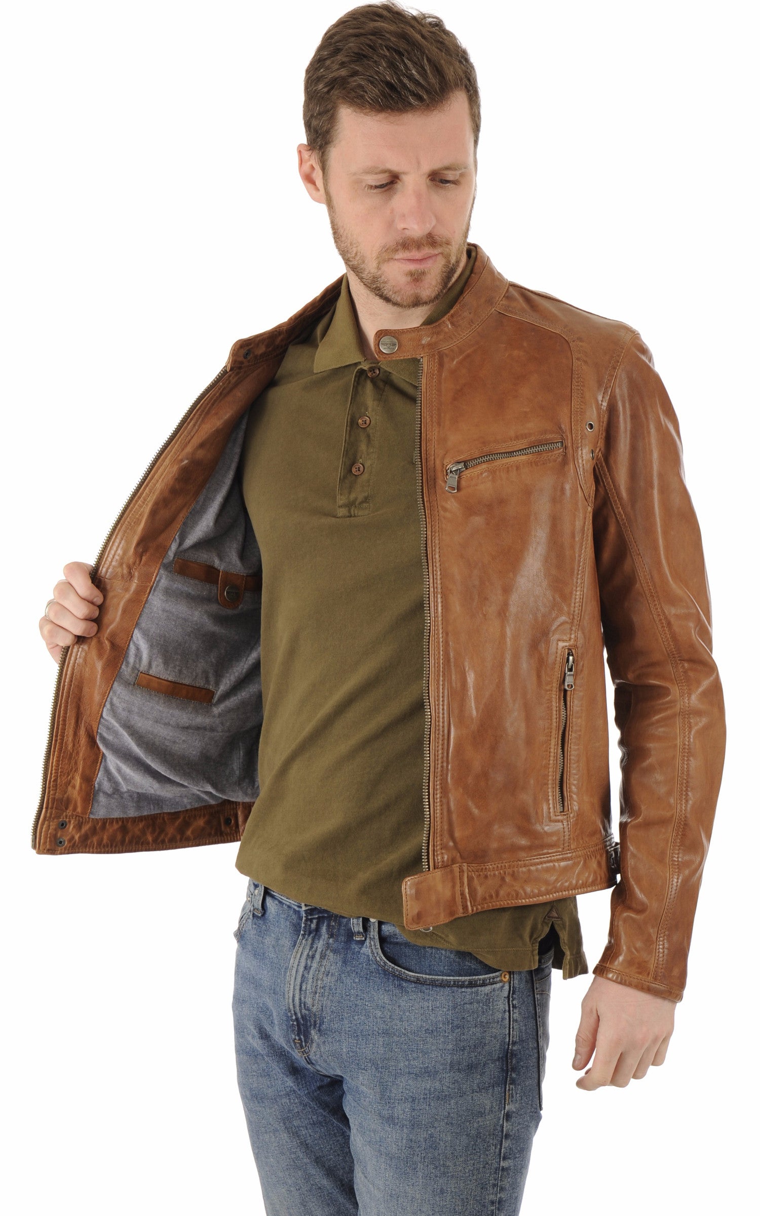 A &quot;DUSTIN 100233&quot; Cognac Daytona 73 Blouson Homme interior photo 3