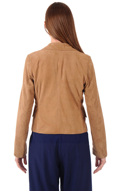 A &quot;ELVINA FF&quot; Camel La Canadienne Veste Femme back photo