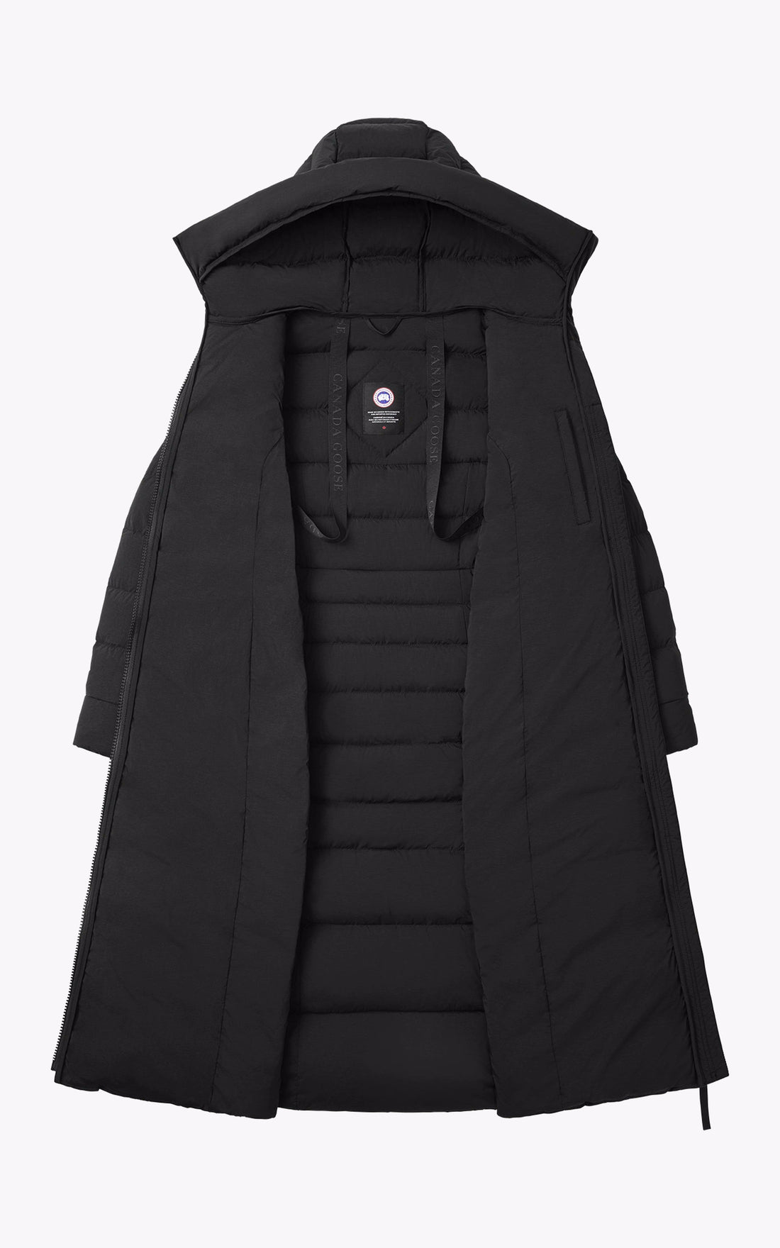A &quot;CLAIR LONG COAT BLACK LABEL 2330WB&quot; Noir Canada Goose 7/8 Doudoune Femme opened photo