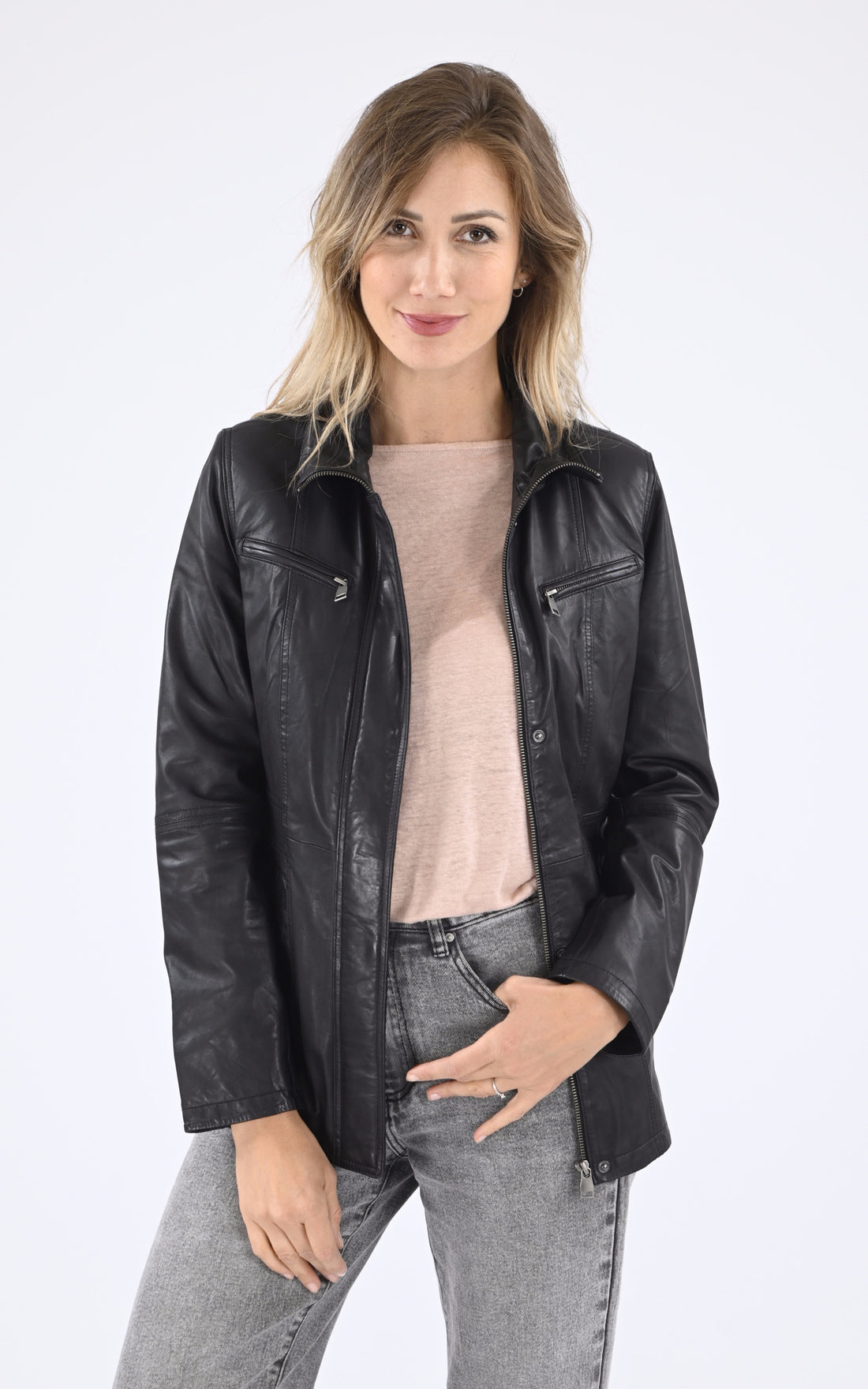 A &quot;ZURICH-3&quot; Noir La Canadienne Veste Femme opened photo