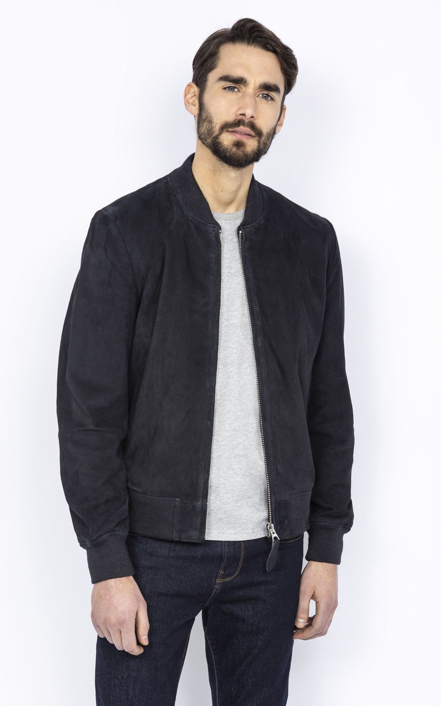 A &quot;LC300&quot; Navy Schott Blouson Homme closed photo 3