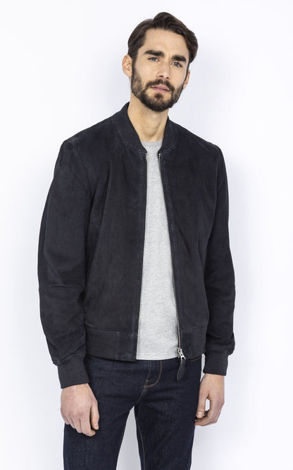 A &quot;LC300&quot; Navy Schott Blouson Homme closed photo