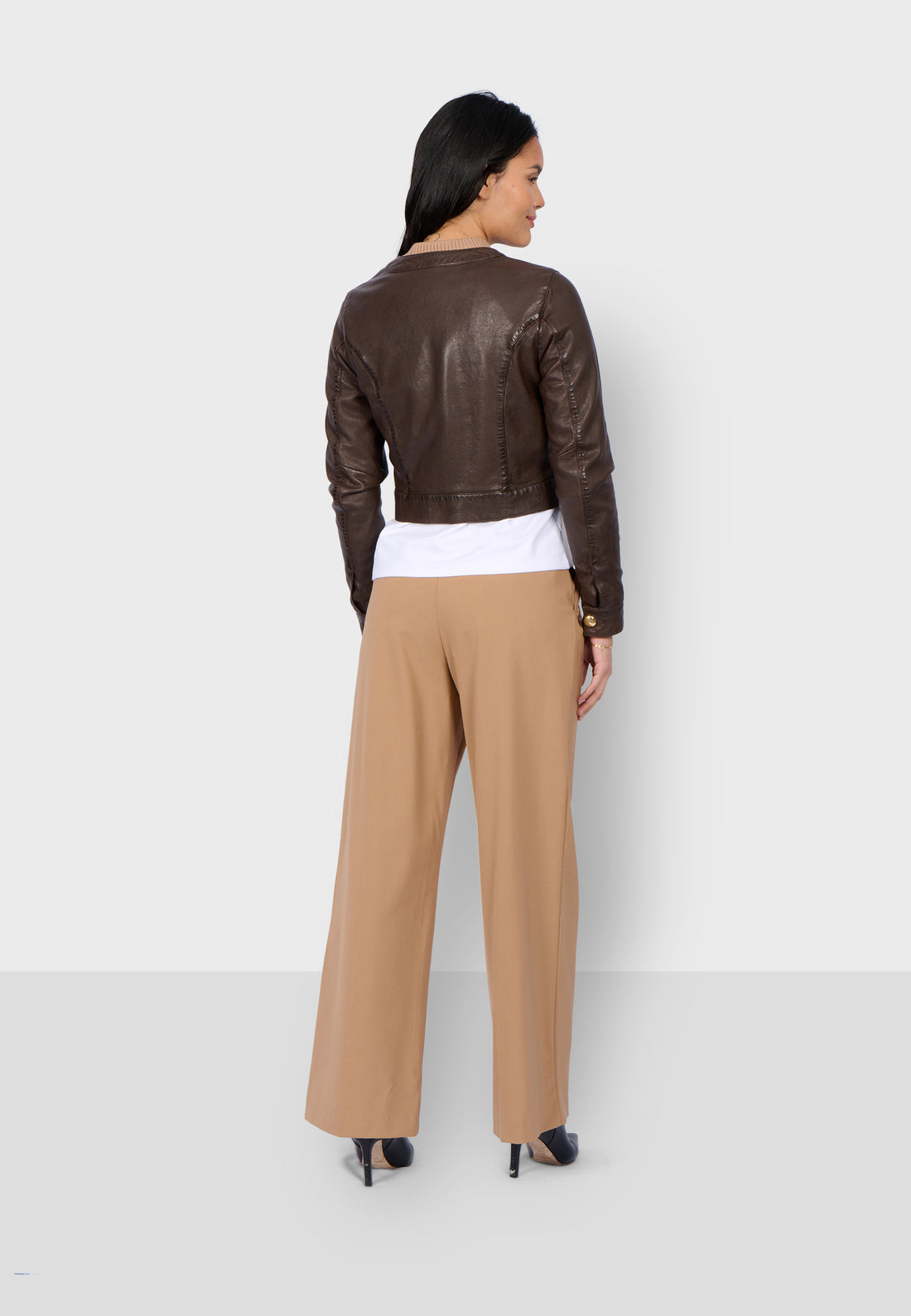 Veste courte cuir Susan marron