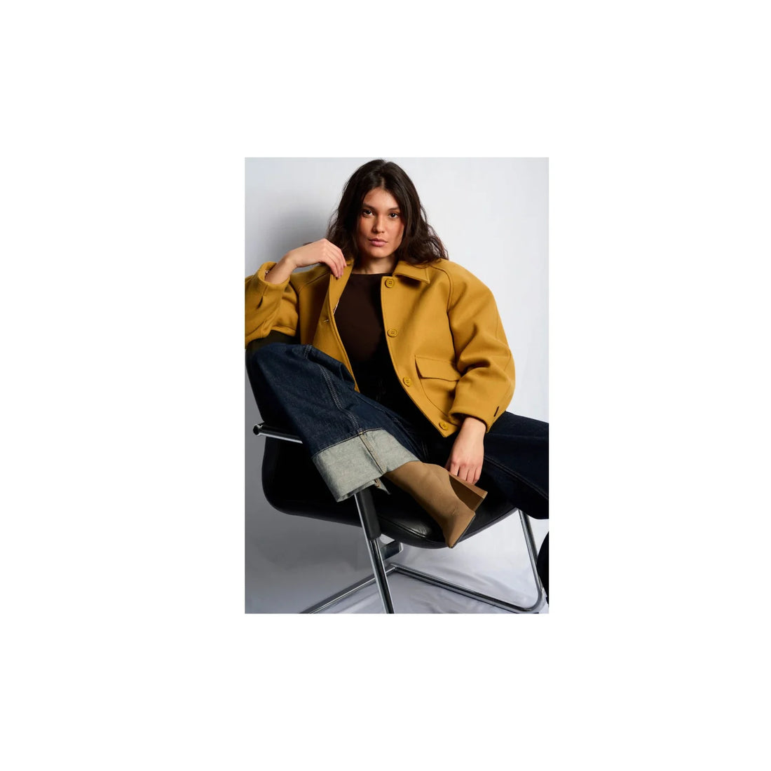 Veste en laine jaune Lauren