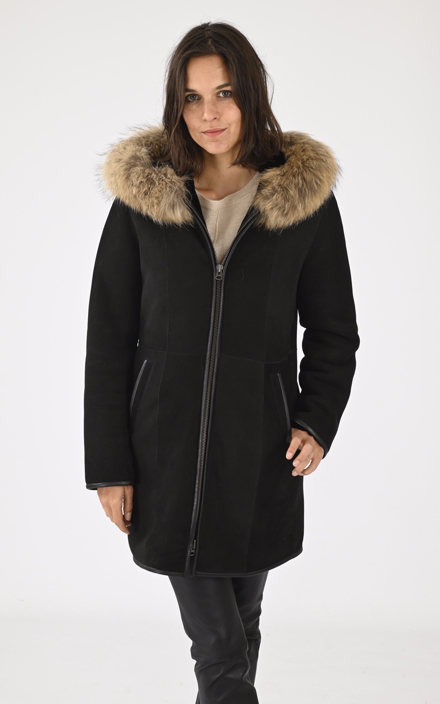 A &quot;BASE 85&quot; Noir La Canadienne Veste Femme closed photo 1