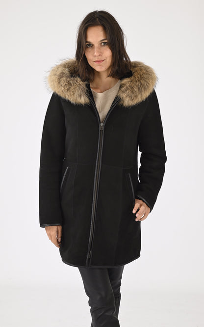 A &quot;BASE 85&quot; Noir La Canadienne Veste Femme closed photo