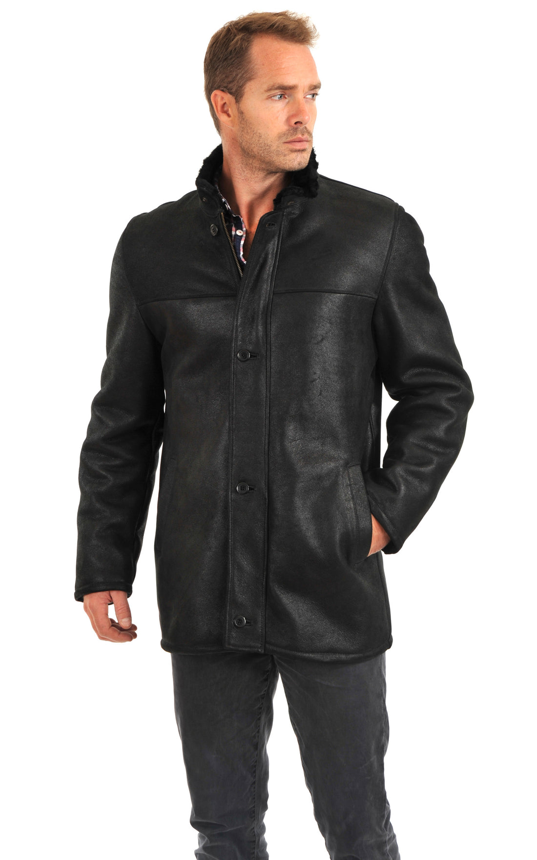 A &quot;MARCO&quot; Noir La Canadienne 3/4 Homme opened photo