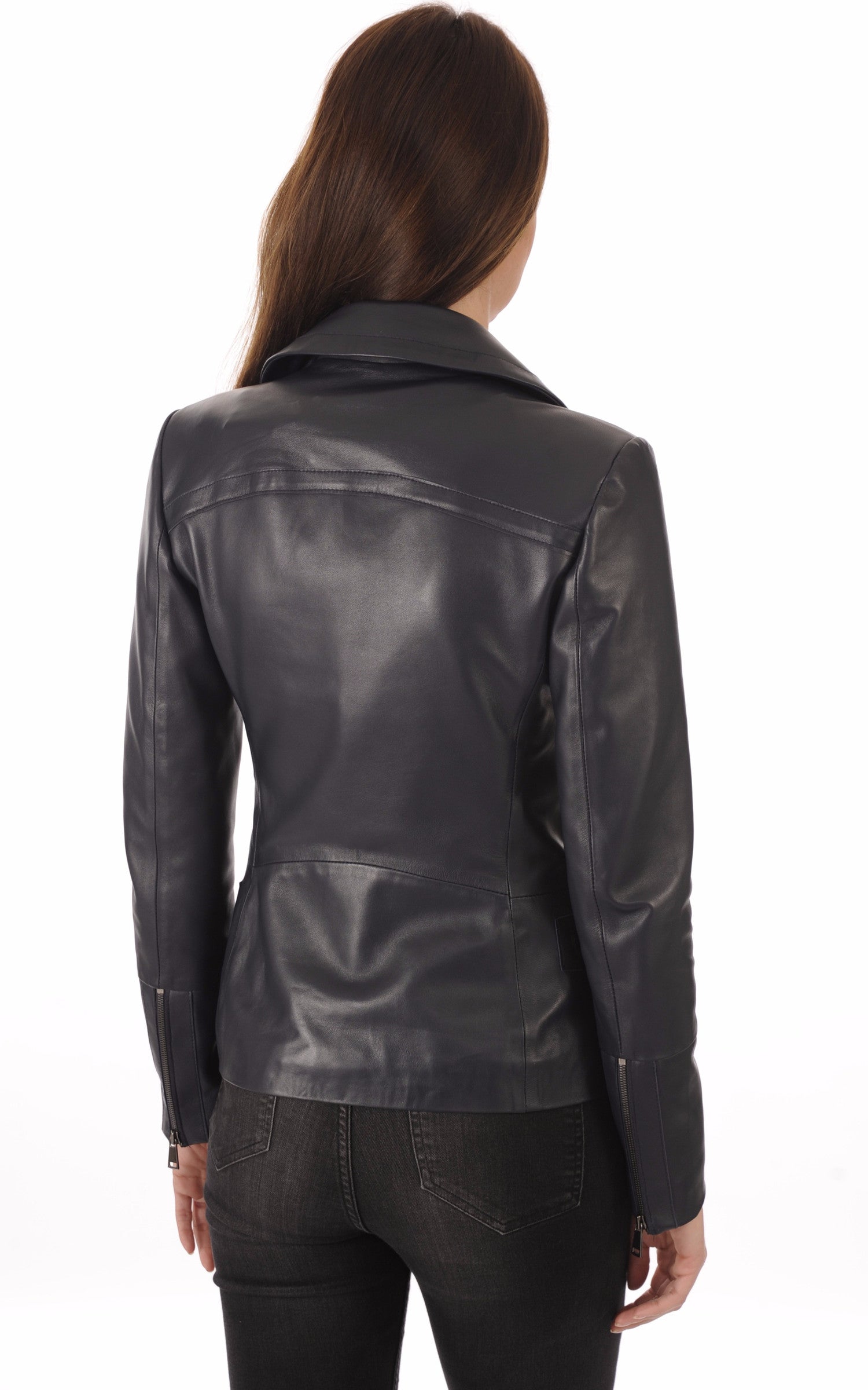 A &quot;BENEDICTE FF&quot; Bleu Marine La Canadienne Blouson Femme back photo