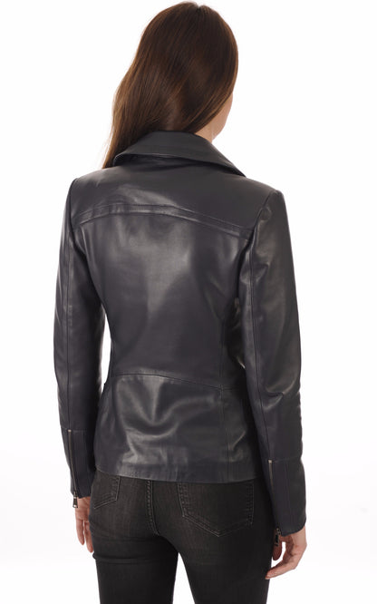 A &quot;BENEDICTE FF&quot; Bleu Marine La Canadienne Blouson Femme back photo