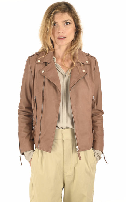 A &quot;NAINA&quot; Camel La Canadienne Blouson Femme opened photo