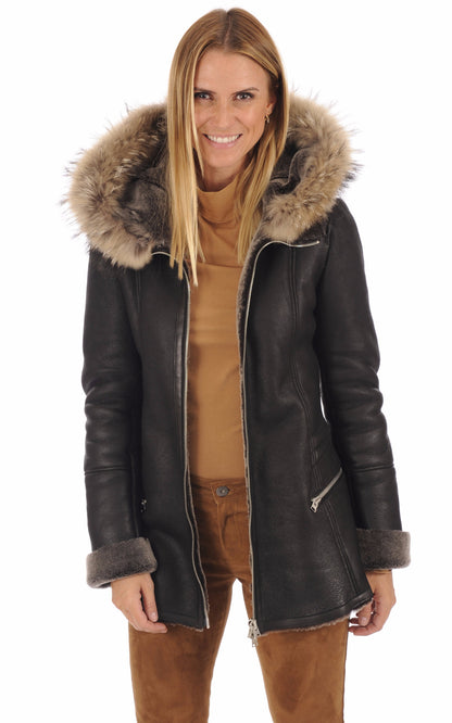 A &quot;LILI GRIFFES FF&quot; Noir La Canadienne Veste Femme opened photo