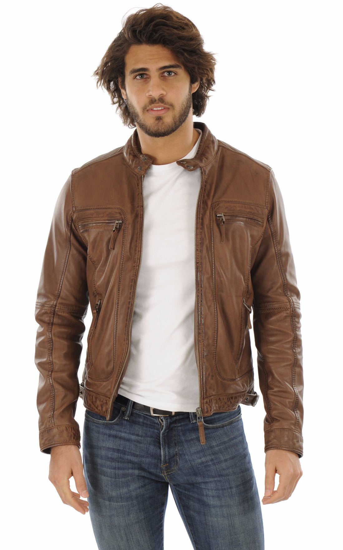 A &quot;CASEY 60901&quot; Tabac Oakwood Blouson Homme opened photo
