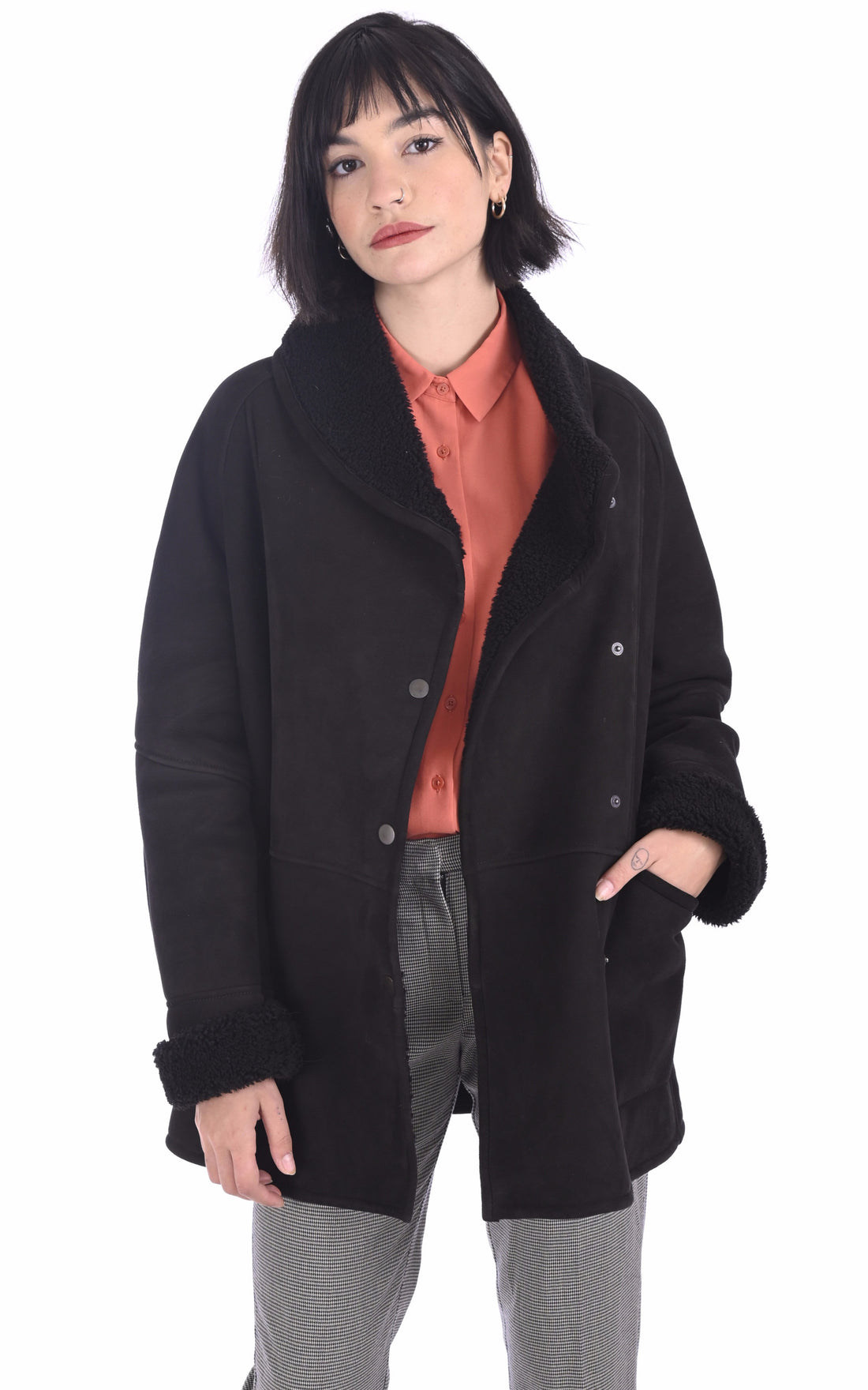 A &quot;SERENA CORTO&quot; Noir La Canadienne Veste Femme opened photo