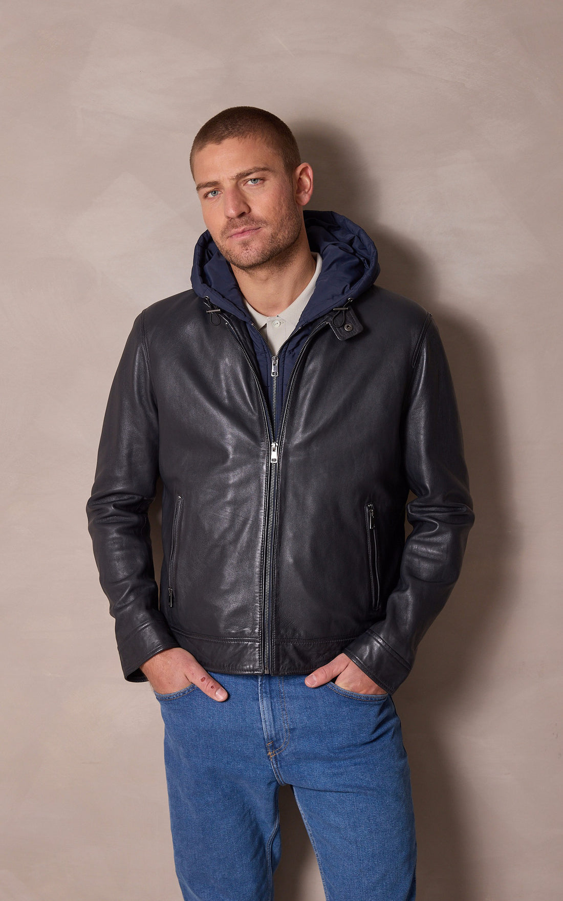 A &quot;EDWARD 2 HOOD&quot; Bleu Serge Pariente Blouson Homme opened photo