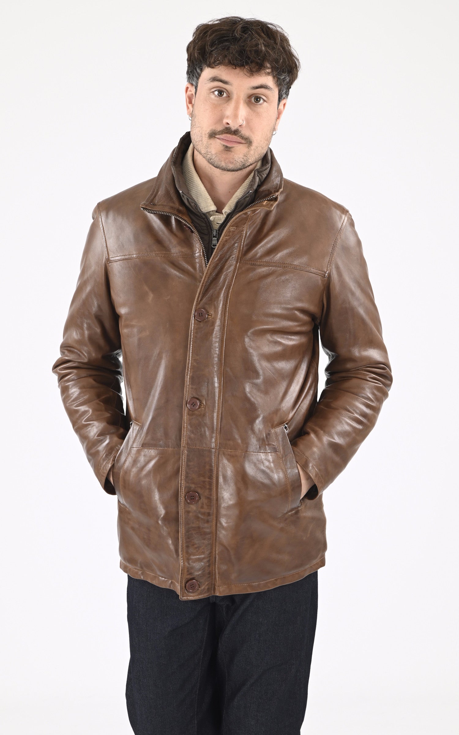 A &quot;MOOSE 102872&quot; Marron Daytona 73 3/4 Homme closed photo 2