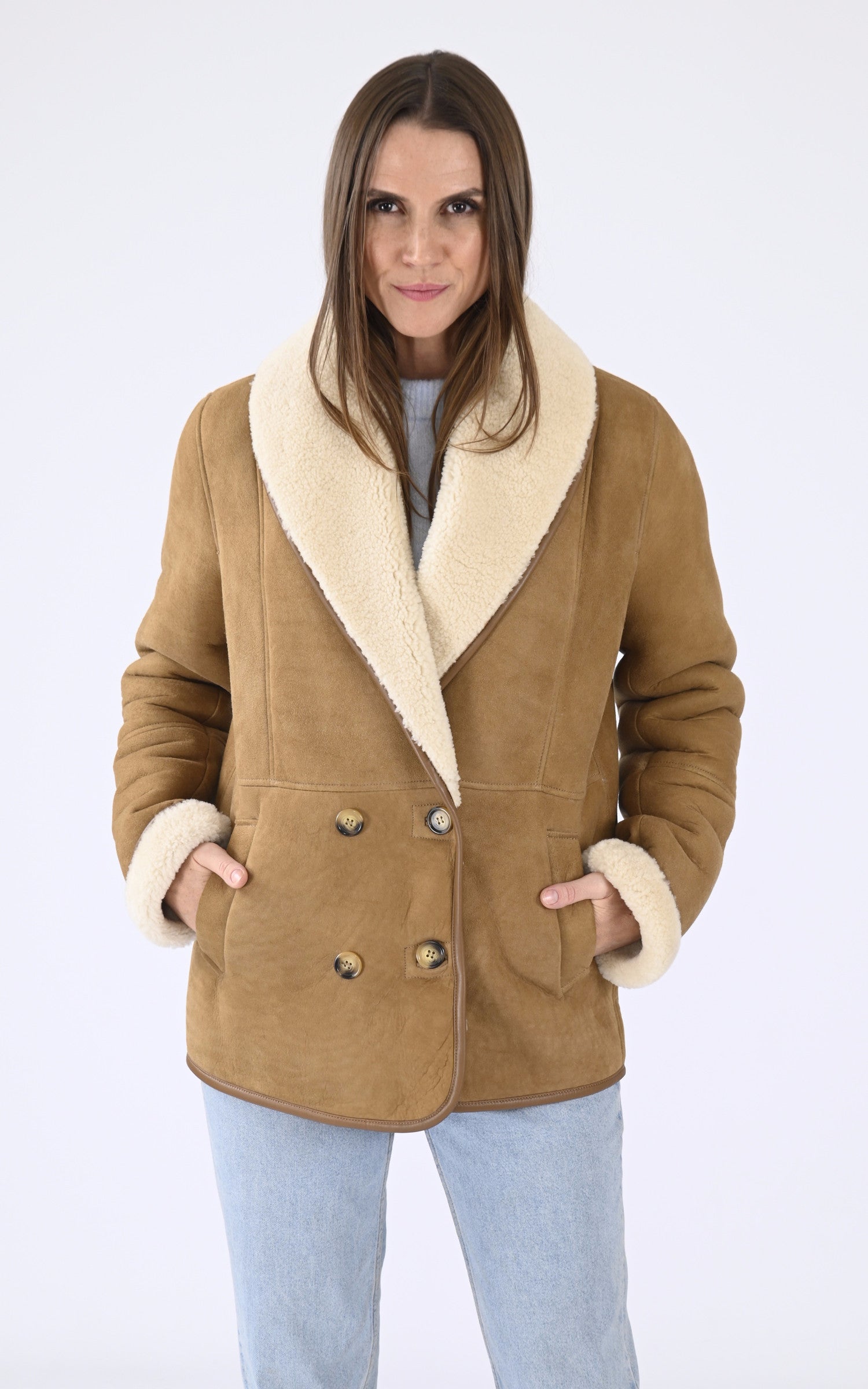 A &quot;MELISSA&quot; Camel La Canadienne Veste Femme closed photo