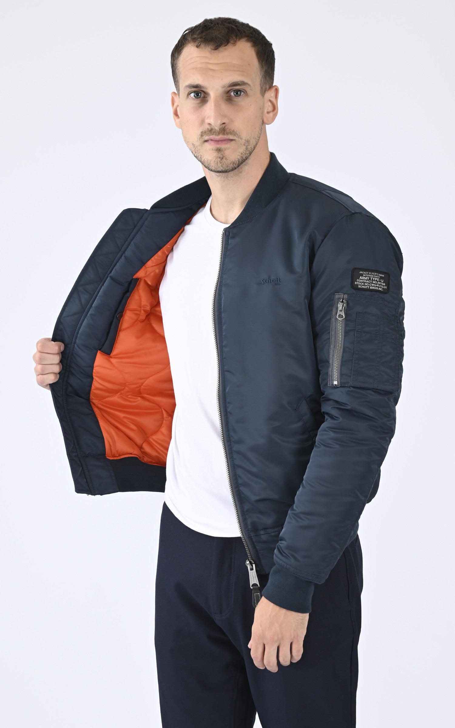A &quot;AIRFORCE RS&quot; Marine Schott Blouson Homme interior photo 3