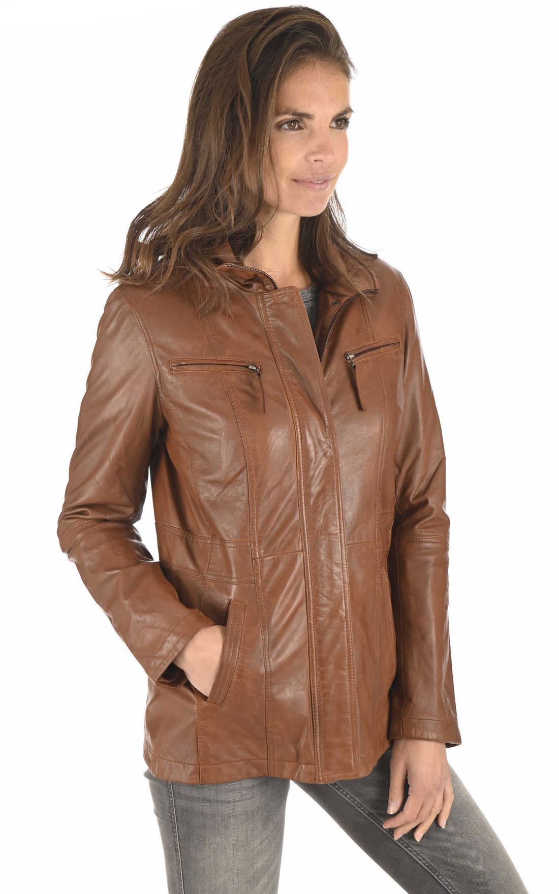 A &quot;ZURICH-3&quot; Cognac La Canadienne Veste Femme opened photo