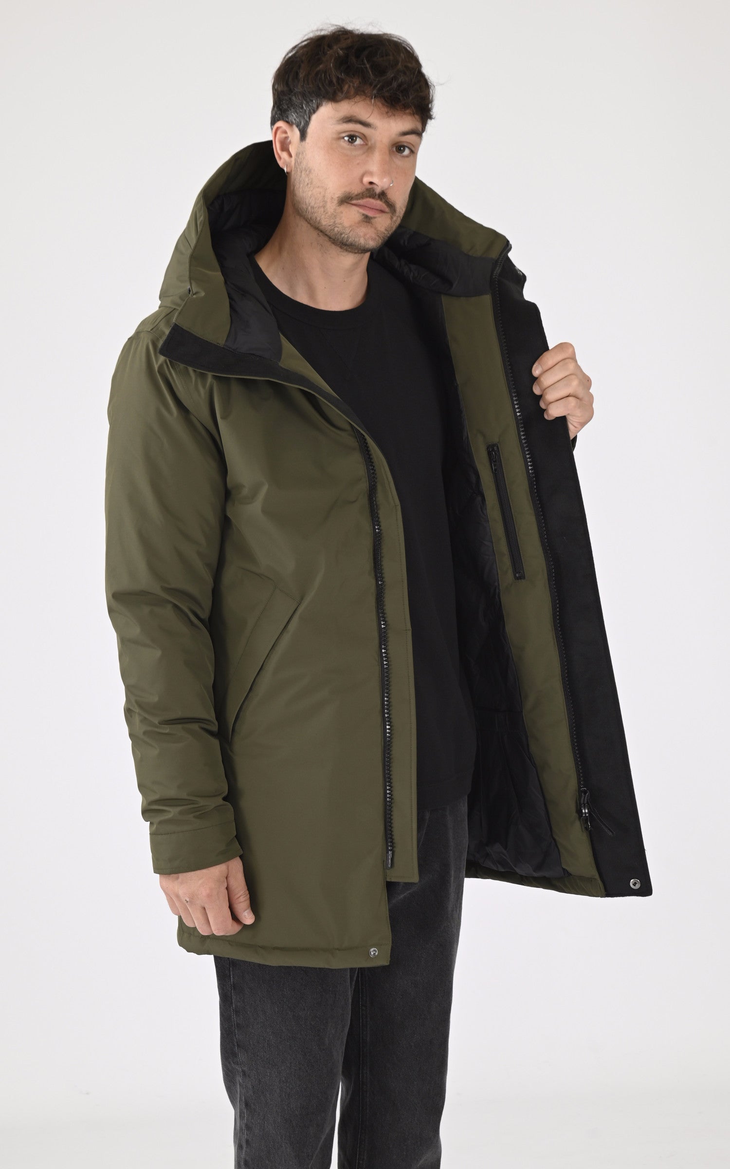 A &quot;PIERRE&quot; Kaki Nobis 3/4 Doudoune Homme interior photo 3