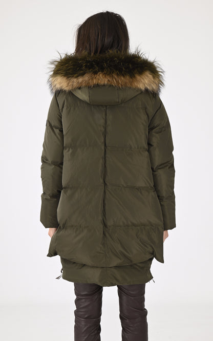A &quot;MICHELLE 2 90 CM HOOD&quot; Kaki Levinsky Ves Doudoune Femme back photo