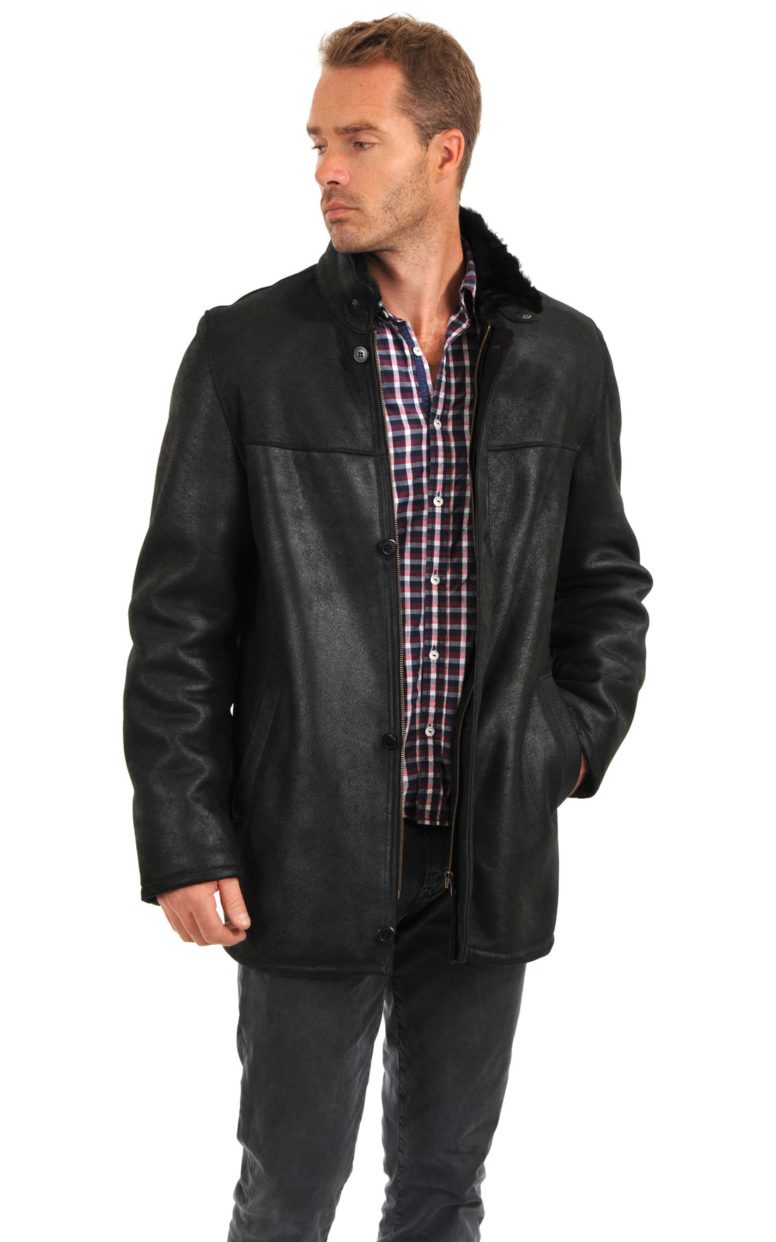 A &quot;MARCO&quot; Noir La Canadienne 3/4 Homme opened photo