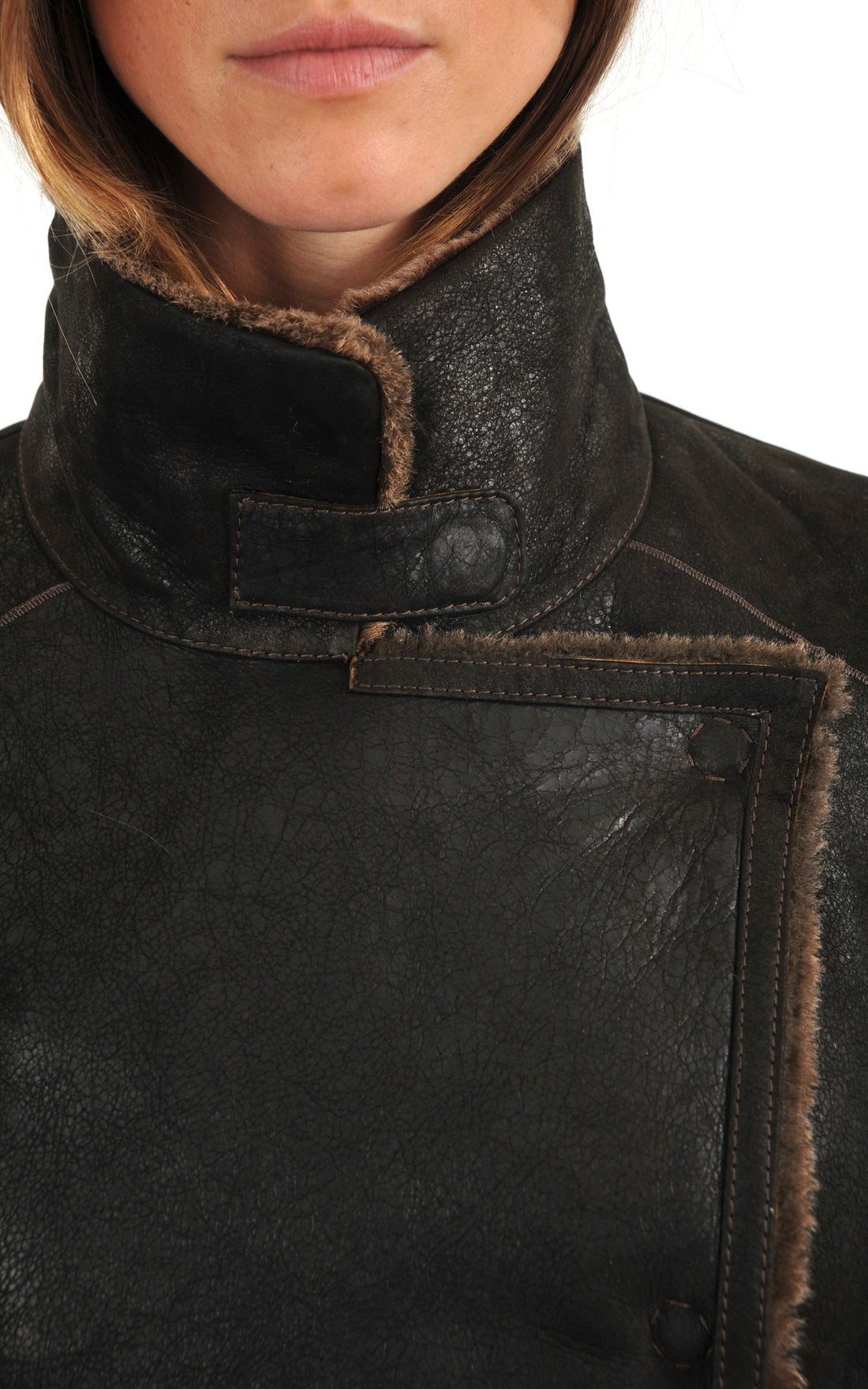 A &quot;CHWD7513C&quot; Marron Foncé La Canadienne Veste Femme closed photo