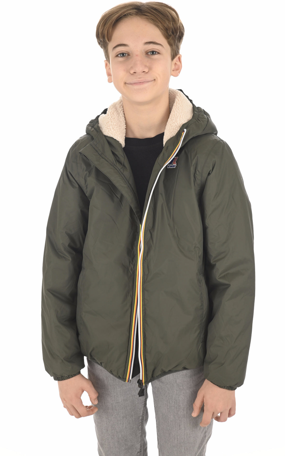 A &quot;CLAUDE ORSETTO KIDS K6115FW&quot; Kaki K-Way Blouson Enfant opened photo