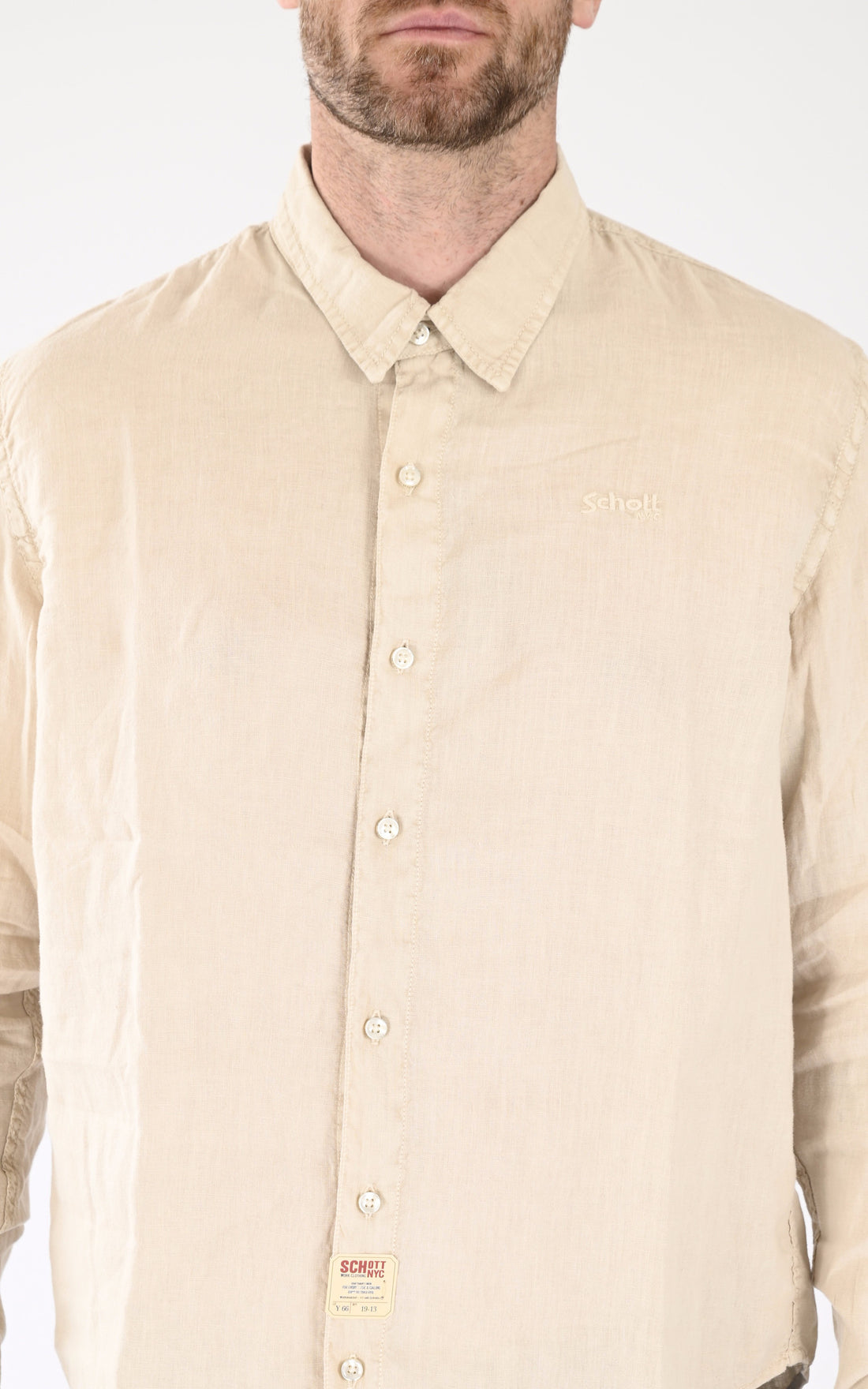 A &quot;SANTIAGOML&quot; Beige Schott Chemise Homme opened photo