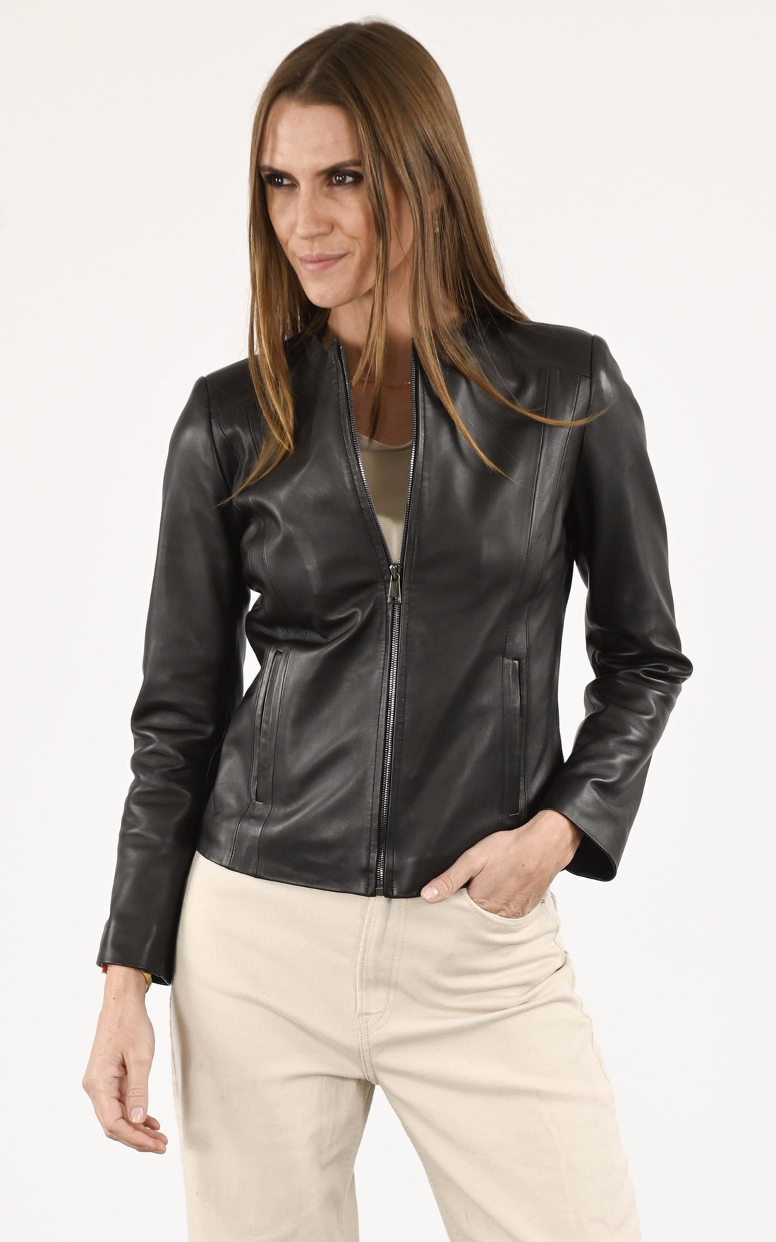 A &quot;BASIA FF&quot; Noir La Canadienne Blouson Femme opened photo