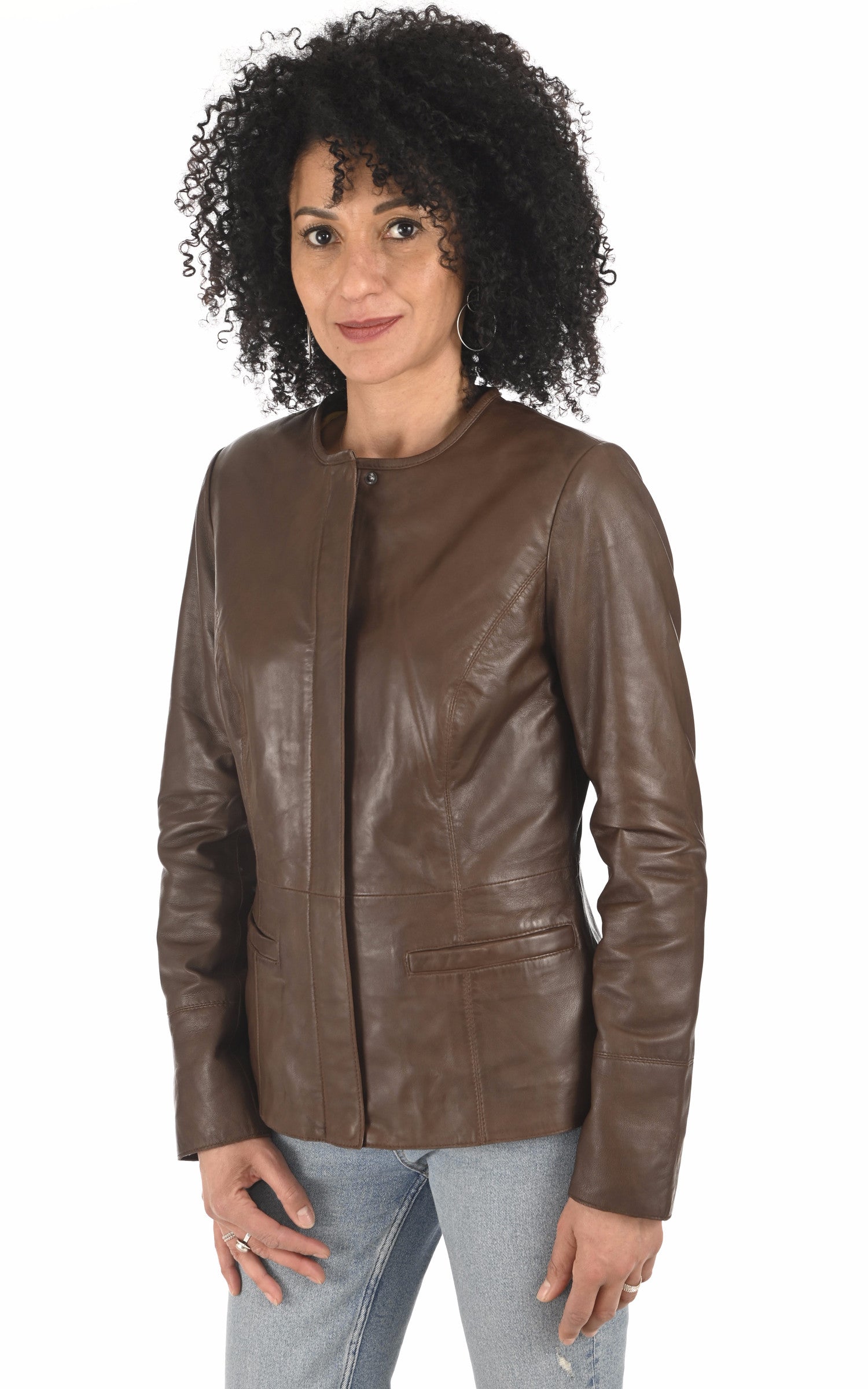 A &quot;BENICE&quot; Marron La Canadienne Veste Femme closed photo 2