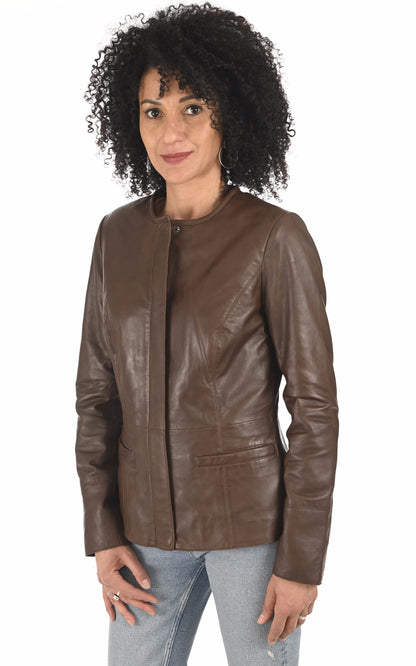 A &quot;BENICE&quot; Marron La Canadienne Veste Femme closed photo