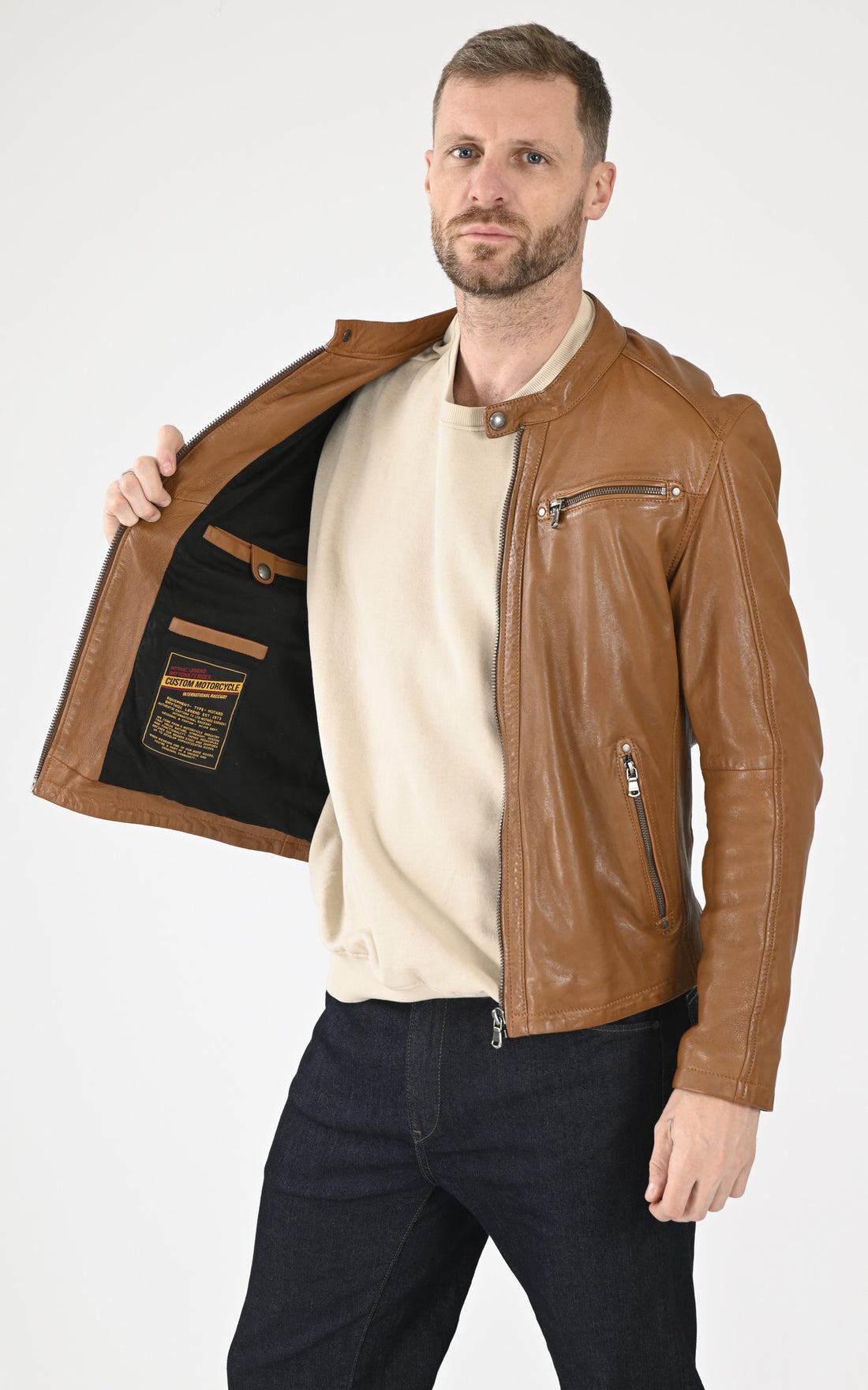 A &quot;GAFINO 101843&quot; Cognac Daytona 73 Blouson Homme opened photo